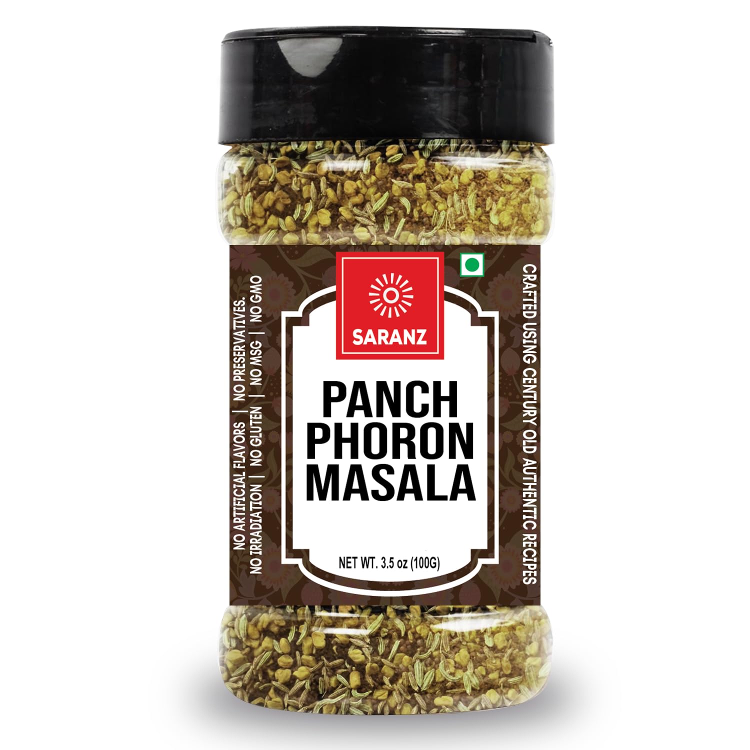 Premium SARANZ Panch Phoron Masala - Authentic Bengali Five Spice Blend for Cooking | 100% Natural, No Artificial Colors | Whole & Ground Spices in 100g Sprinkler Jar | Perfect for Curries, Fish Dishes & Traditional Bengali Recipes