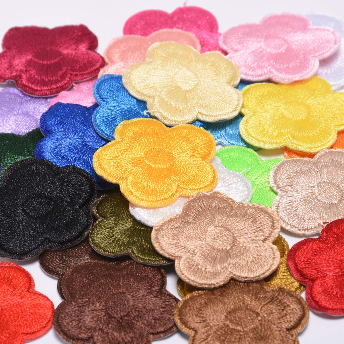 33 Pieces Small Garden Flower Iron-On Embroidered Patches - Floral Turnera Sew-On Appliques for Clothing, Jackets, Backpacks & Shoes - DIY Repair & Decoration Embellishments (Yellow) - Perfect for Customizing Denim, Hats & DIY Crafts