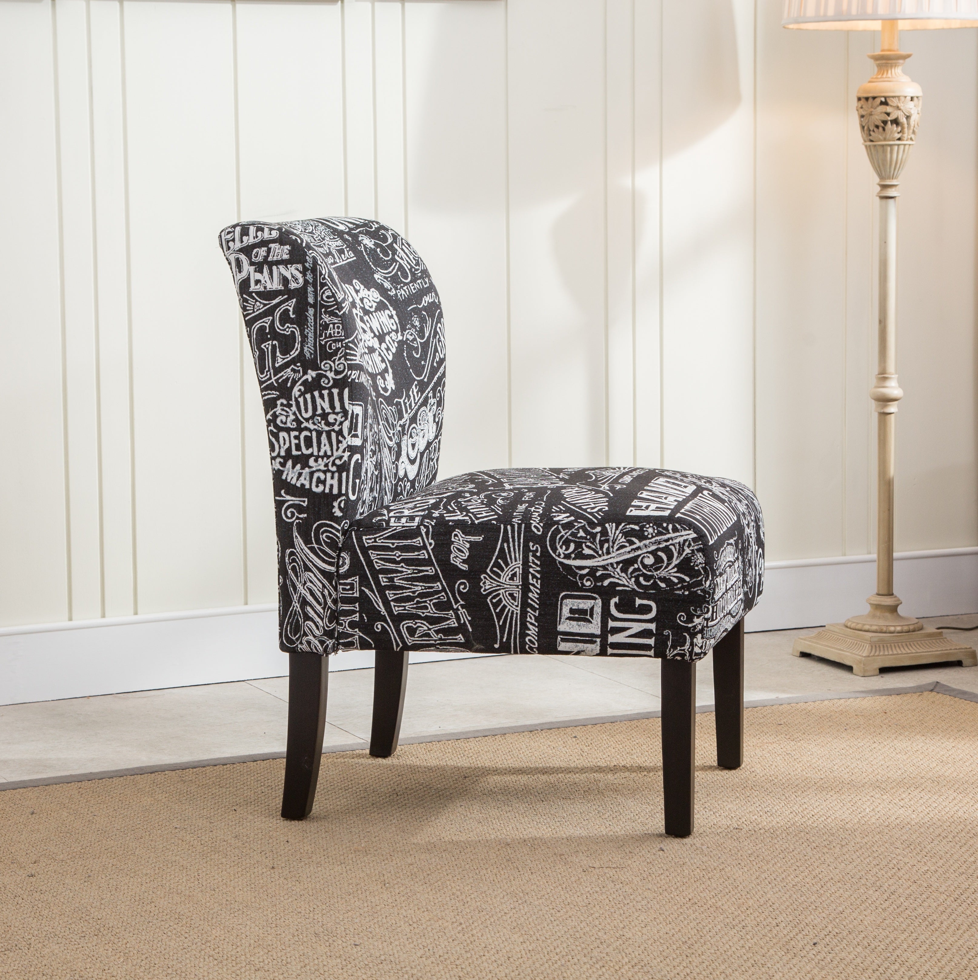 Modern Capa Fabric Armless Accent Chair by Roundhill Furniture - Stylish Contemporary Living Room Seating for Home Office, Lounge & Reading Nook