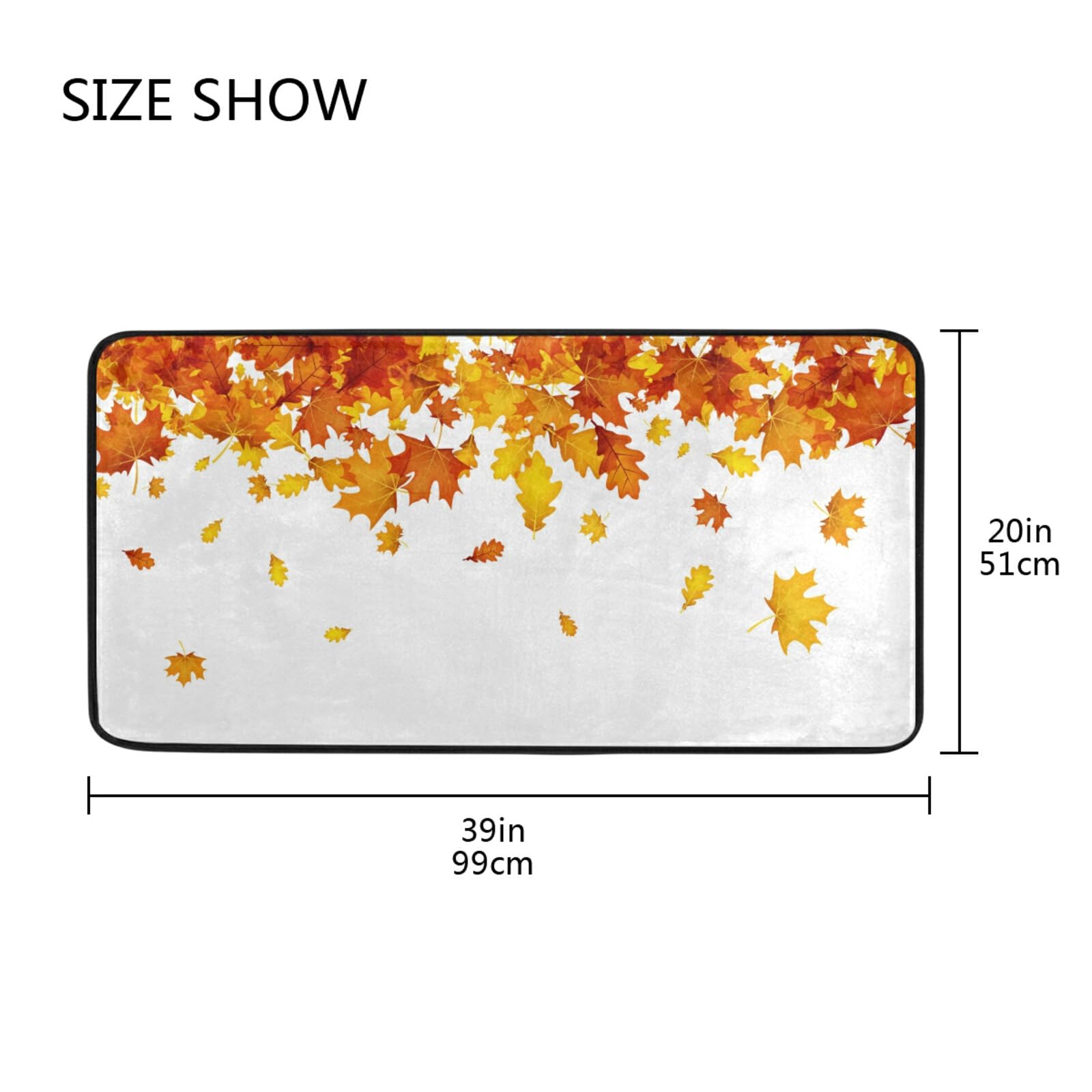 Non-Slip Fall Leaves Kitchen Mat 39x20 Inches - Cushioned Anti-Fatigue Rug for Kitchen, Bedroom & Living Room - Perfect for Cooking, Standing Comfort & Home Decor