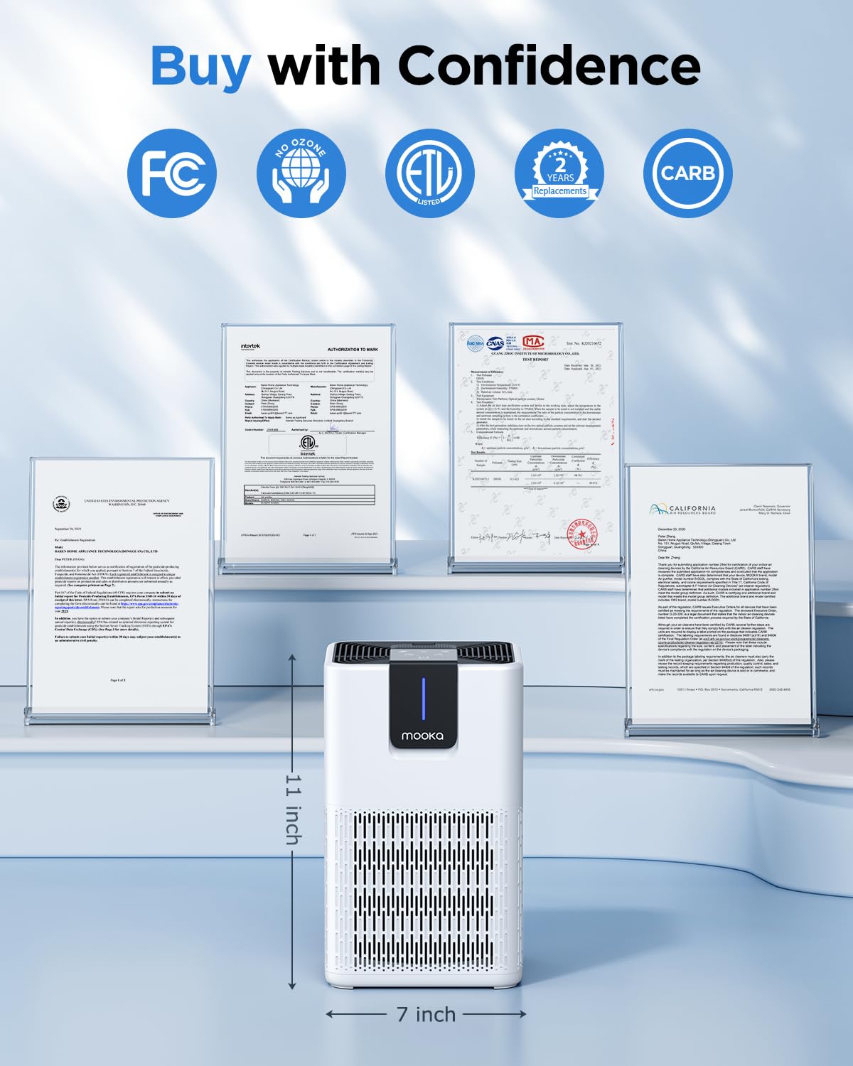 MOOKA H13 True HEPA Air Purifier for Large Rooms up to 1250 Sq Ft - Eliminates Pet Dander, Dust, Smoke & Odors - Ultra Quiet 15dB Sleep Mode with Aromatherapy Function - Perfect for Bedroom, Office & Living Room - Improves Air Quality for Allergy & Asthma Sufferers
