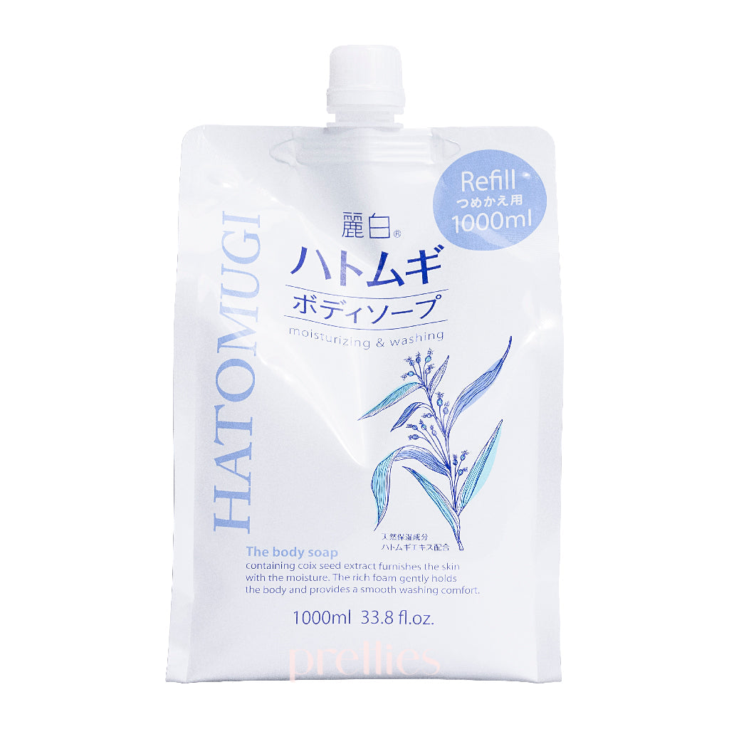 Kumano Yushi Reihaku Hatomugi Job's Tears Moisturizing Body Soap Refill - 1000ml | Natural Japanese Skin Care for Dry & Sensitive Skin | Perfect for Daily Shower & Bath Routine
