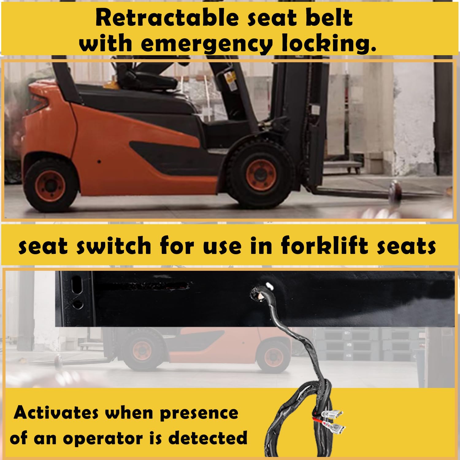 Universal Forklift Seat with Micro Switch - Heavy Duty Tractor Seat for Mower, Skid Loader, Telehandler, Backhoe & Excavator | Durable & Comfortable for Long Work Hours | Ideal for Construction, Farming & Industrial Equipment