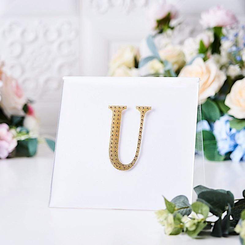4 Inch Tall Self-Adhesive Rhinestone Letter Stickers - Gold Gem Decals for DIY Crafts, Scrapbooking & Home Decor