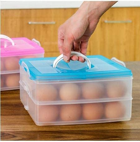 MEECOSTE 36 Grid Egg Holder with Tray - Refrigerator Organizer for Eggs, Fruits & Vegetables - Durable Food Storage Container for Kitchen, Pantry & Grocery Store Organization
