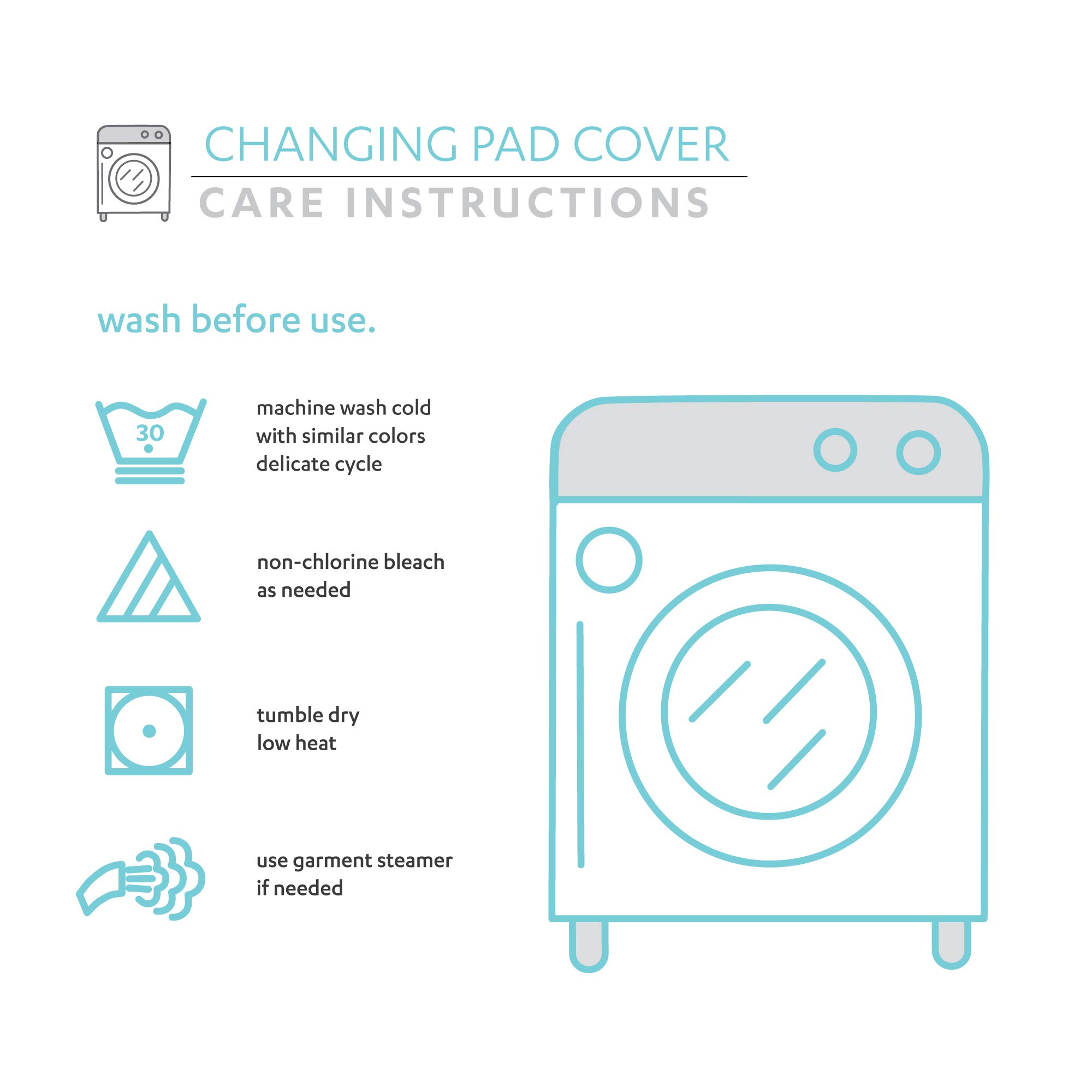 Lush Decor Organic Cotton Baby Changing Pad Cover 2-Pack - Blue for Nursery & Travel