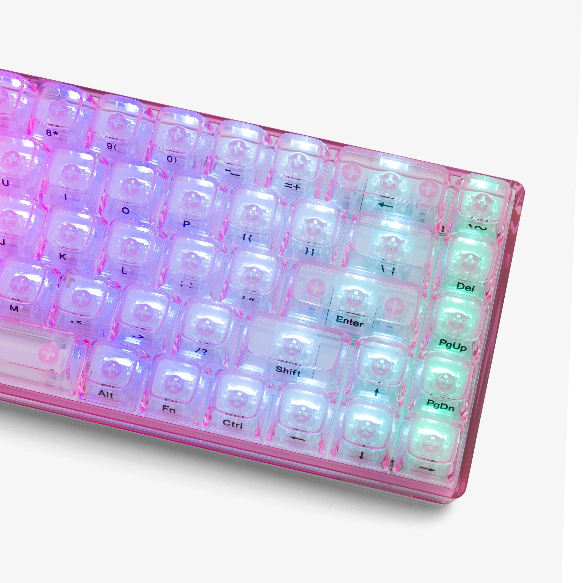 Clear Rose Quartz Basecamp 65 Mechanical Keyboard with Silent Glacier Switches - Compact 65% Layout for Gaming, Typing & Office Work
