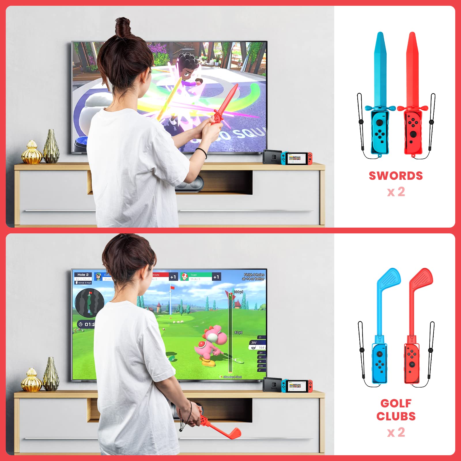 CODOGOY 18-in-1 Nintendo Switch Sports Accessories Bundle with Carry Bag - Compatible with Switch & Switch OLED for Multiplayer Family Games - Perfect for Party Play, Travel & Indoor Sports Fun