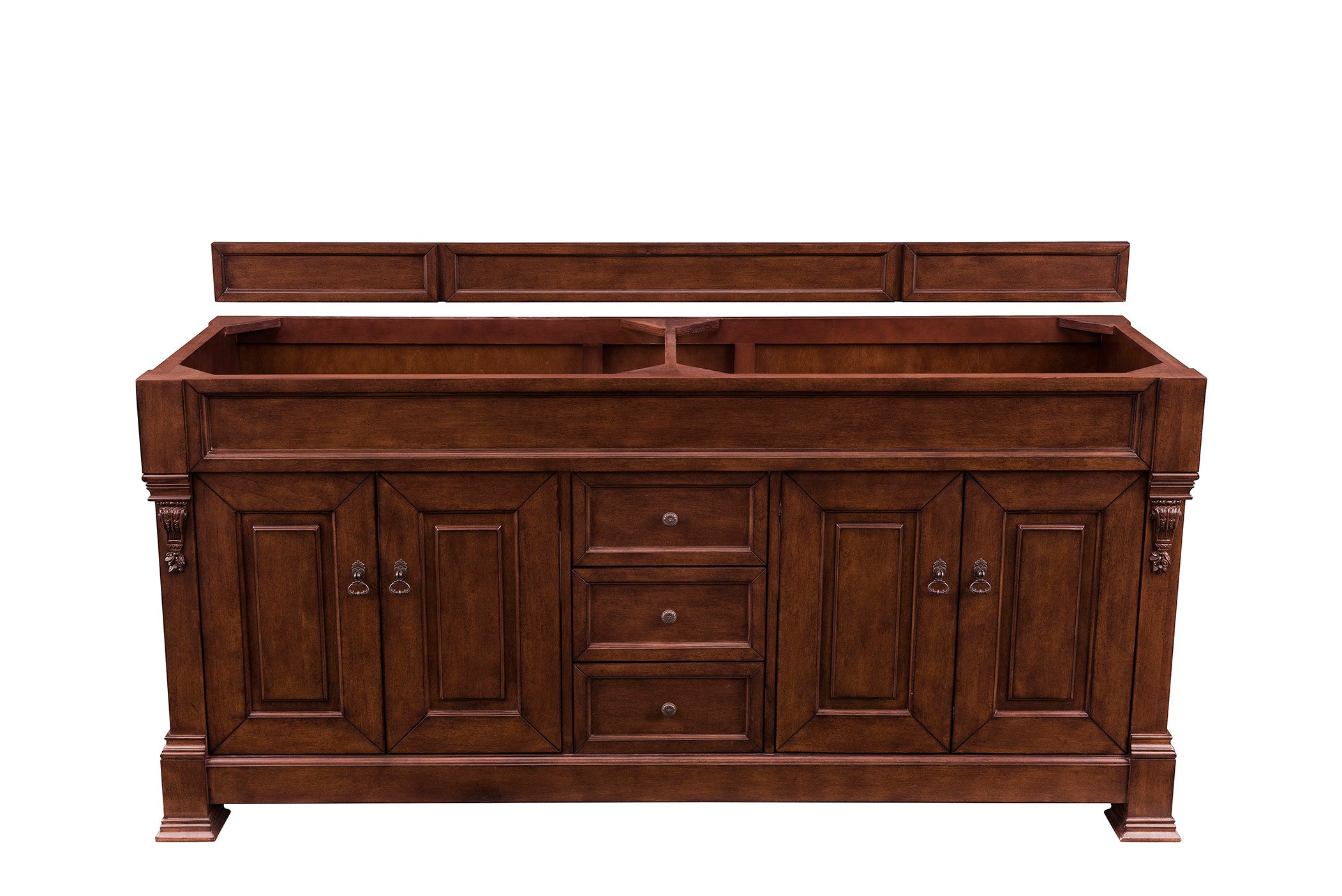 Brookfield 72-Inch Warm Cherry Double Vanity Bathroom Sink with Mirror - Perfect for Master Bathroom & Modern Home Decor