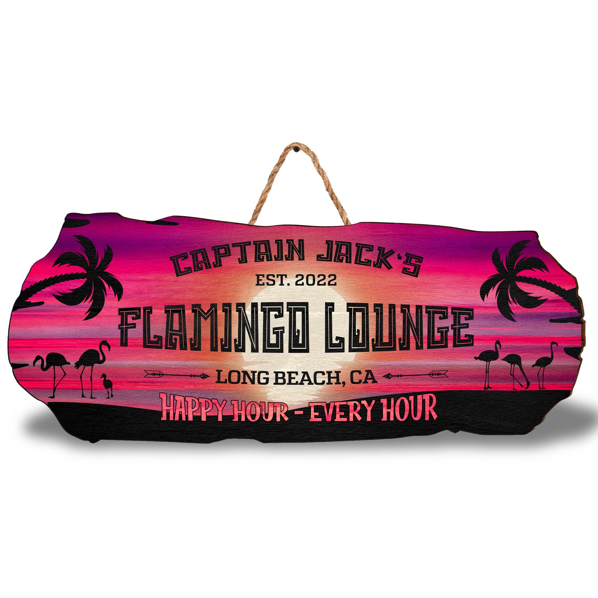 Custom Flamingo Lounge Wood Sign - Summer Beach Decor, Coastal Nautical Tropical Wall Art for Outdoor & Indoor - Perfect for Pool Parties, Tiki Bars, Backyard BBQs, Patio, Porch and Deck Decorations