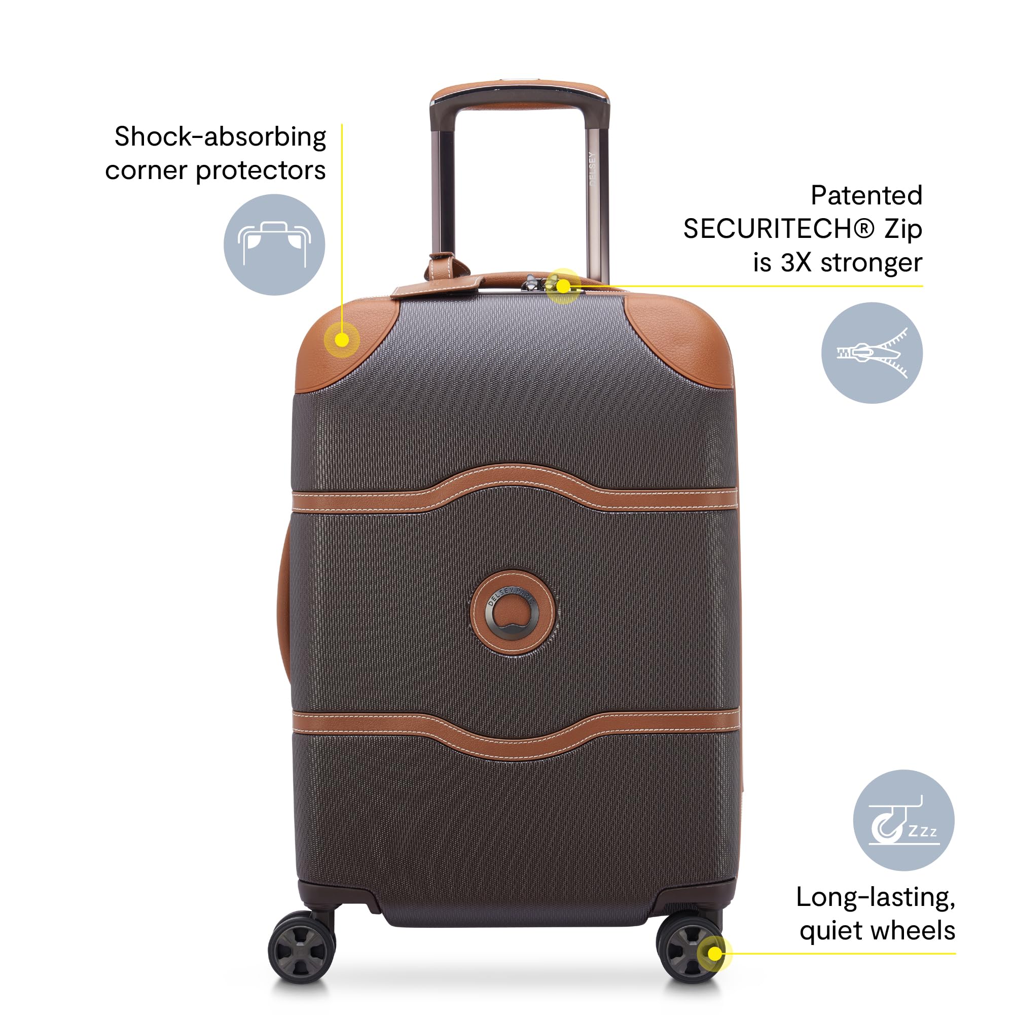 Delsey Paris Chatelet Air 2.0 Hardside Spinner Carry-On Luggage 20 Inch - Lightweight Durable Suitcase for Travel, Business Trips & Weekend Getaways (Chocolate Brown)