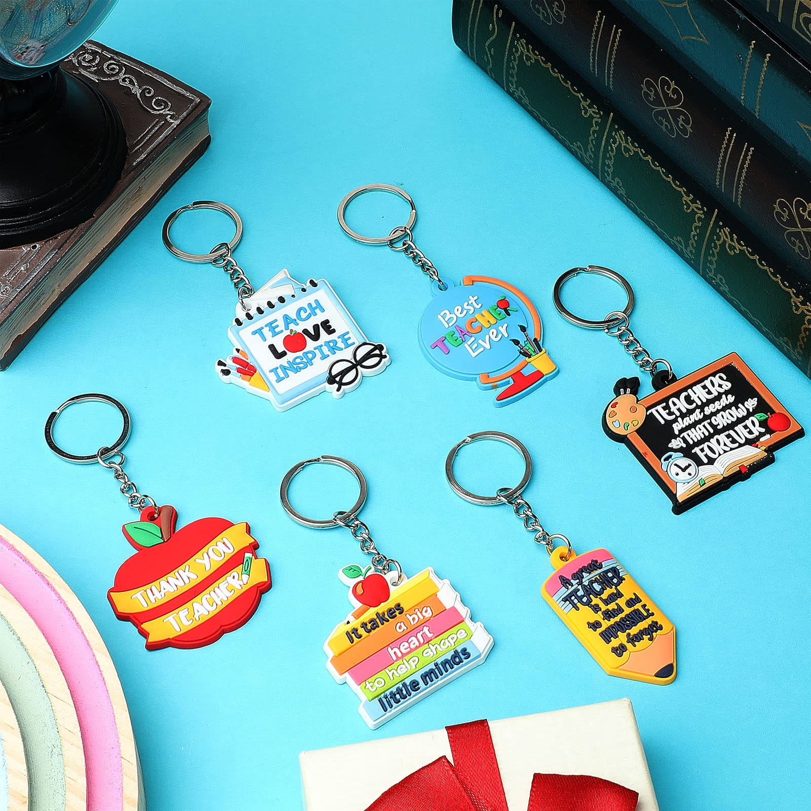 Henoyso 60 Pcs Teacher Keychain Bulk - Appreciation Gifts for Women Teachers - Classroom & Thank You Gifts