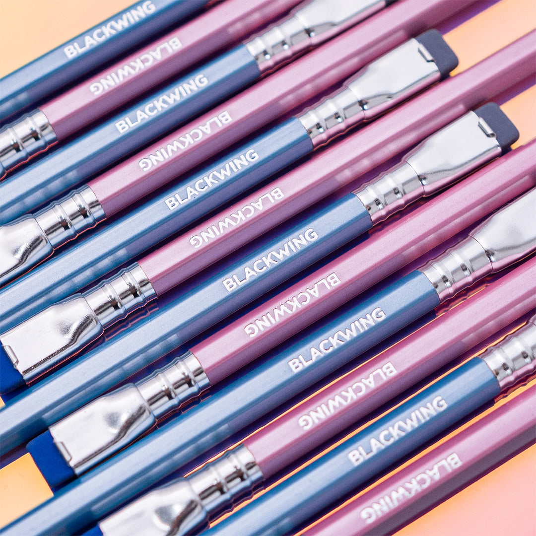 Blackwing Pearlescent Pencils - Set of 12 Premium Blue Art Pencils for Sketching, Drawing & Writing | Perfect for Artists, Students & Office Use