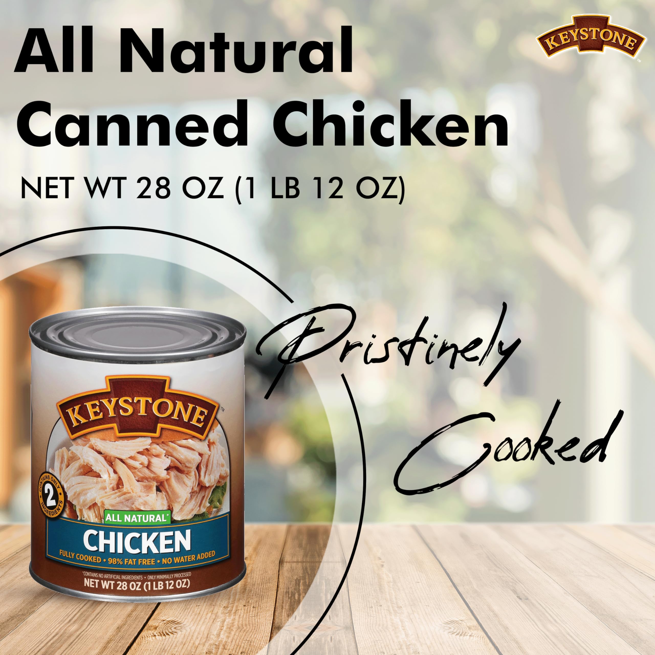 Premium All-Natural Canned Chicken (28oz - 6 Pack) | Keystone Meats | No MSG, No Preservatives, No Water Added | Low Sodium, Low Fat, Gluten-Free | Shelf-Stable Pantry Essential | Perfect for Camping, Emergency Food Supply & Quick Meals