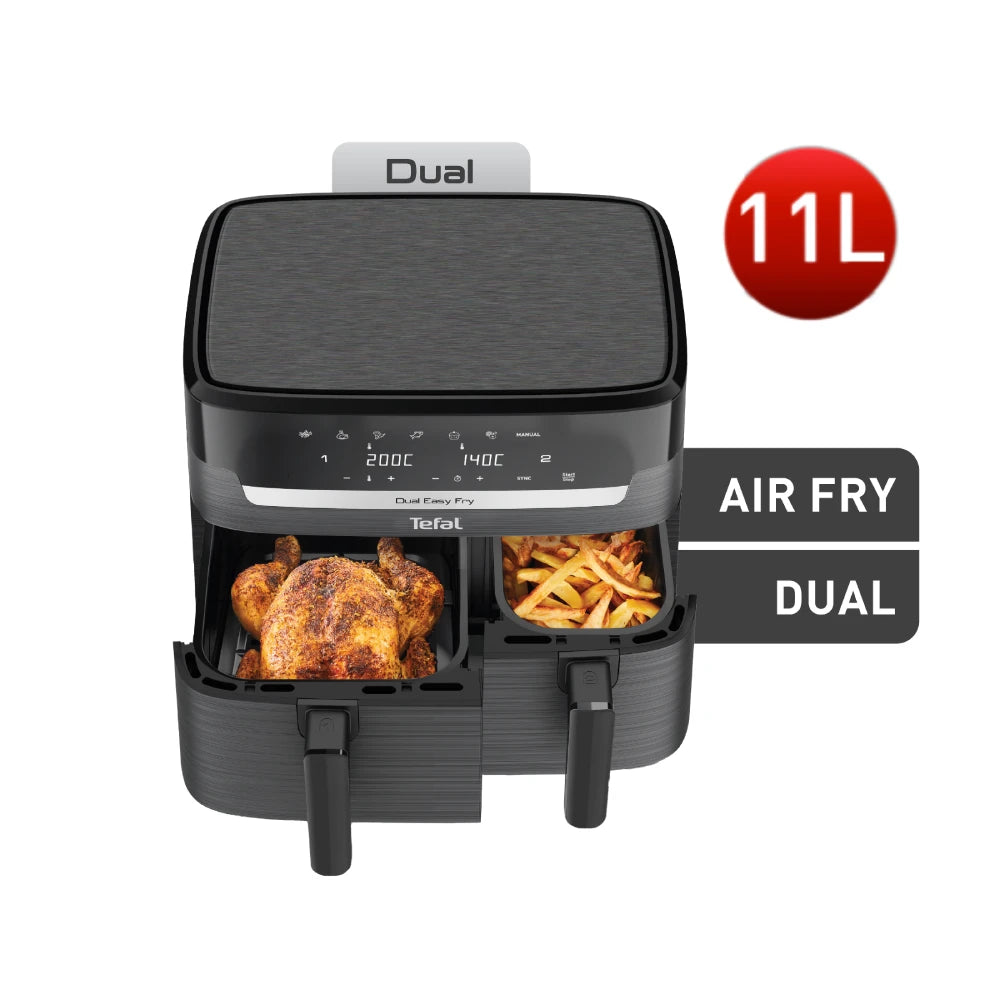 Tefal Dual Easy Fry XXXL 11L Air Fryer EY9428 - Large Capacity Digital Air Fryer for Healthy Cooking - Perfect for Family Meals, Snacks & Party Food