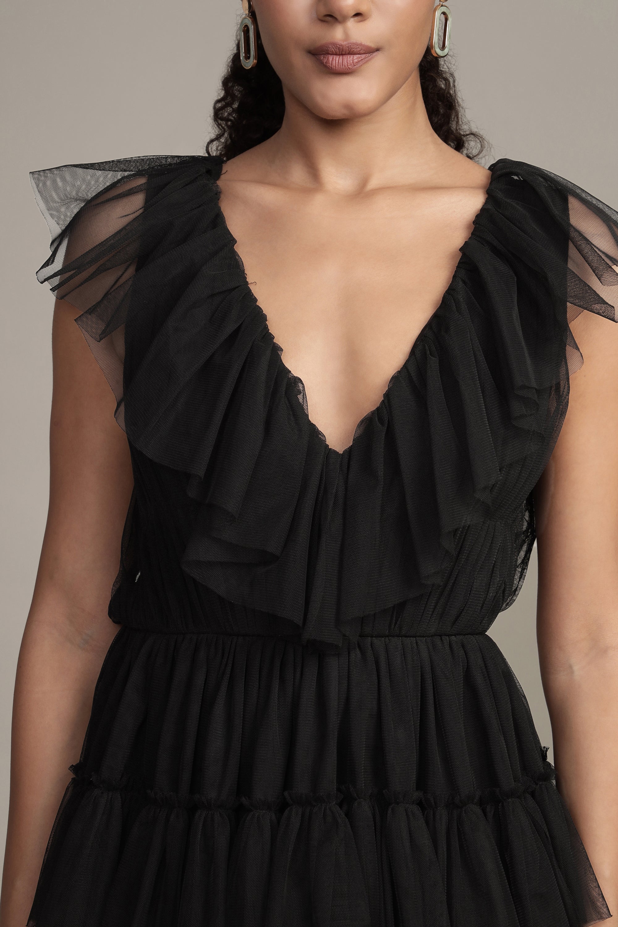 Elegant Black Tulle Maxi Dress for Women - Alexandra Style Formal Gown for Prom, Evening Party & Special Occasions