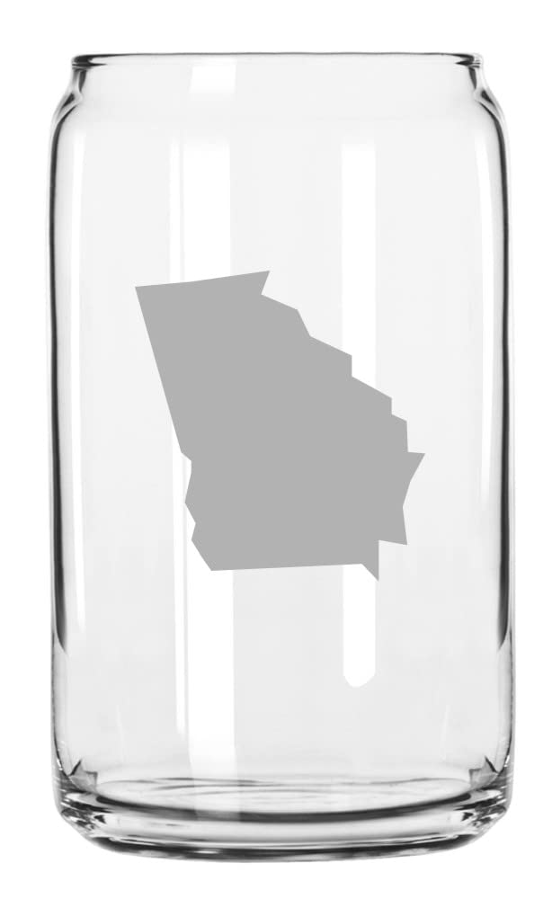 Georgia States Etched 16oz Beer Can Glass - Custom US Map Design Pint for Beer, Soda & Cocktails - Perfect for Home Bars, Parties & Gifts
