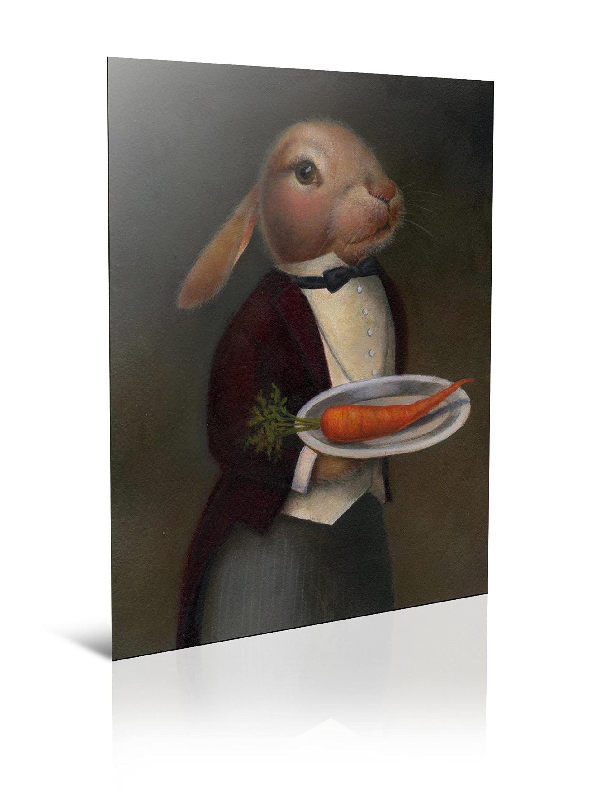 Victorian Rabbit and Carrot Canvas Wall Art - 50x70cm (20x28in) Framed Kitchen Decor for Dining Room & Living Room - Perfect for Farmhouse, Cottage, and Vintage Home Decor Styles