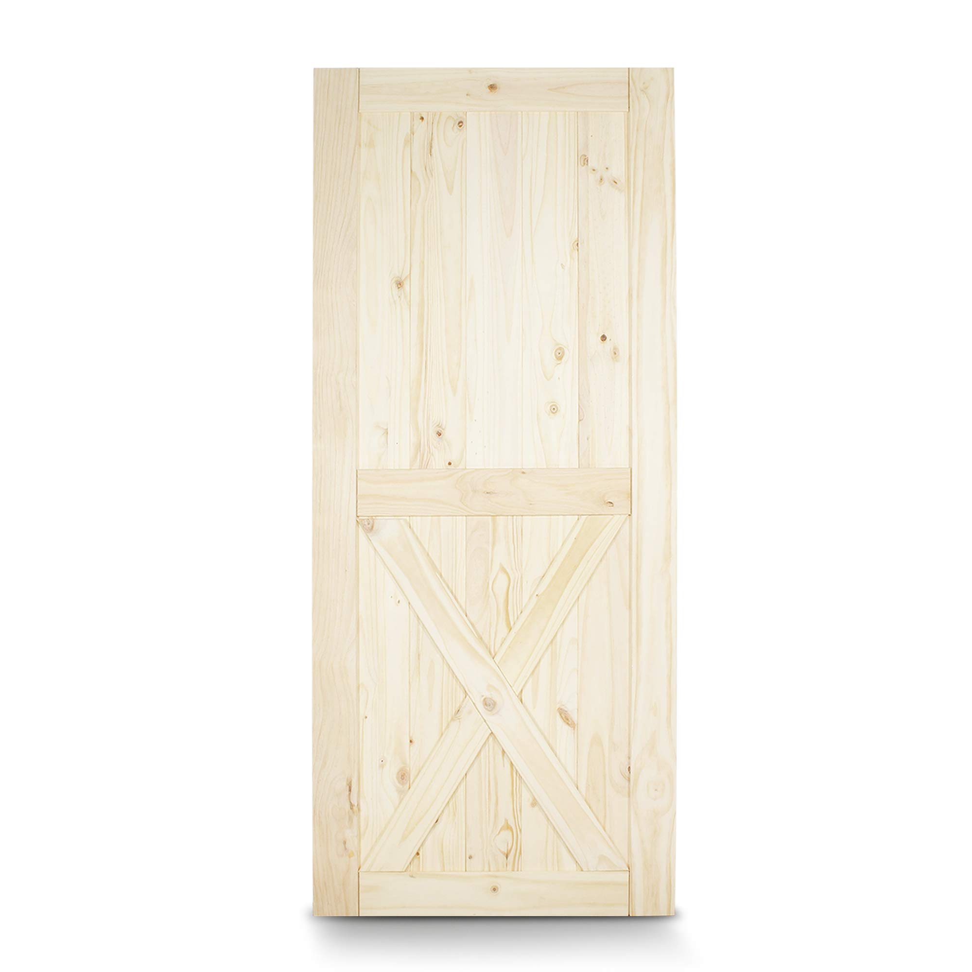 BELLEZE 36 Inch DIY Sliding Barn Door Kit - Unfinished Pine Wood for Farmhouse, Rustic & Modern Style - Perfect for Kitchen, Pantry, Bedroom, Living Room & Closet - Easy Installation & Customizable