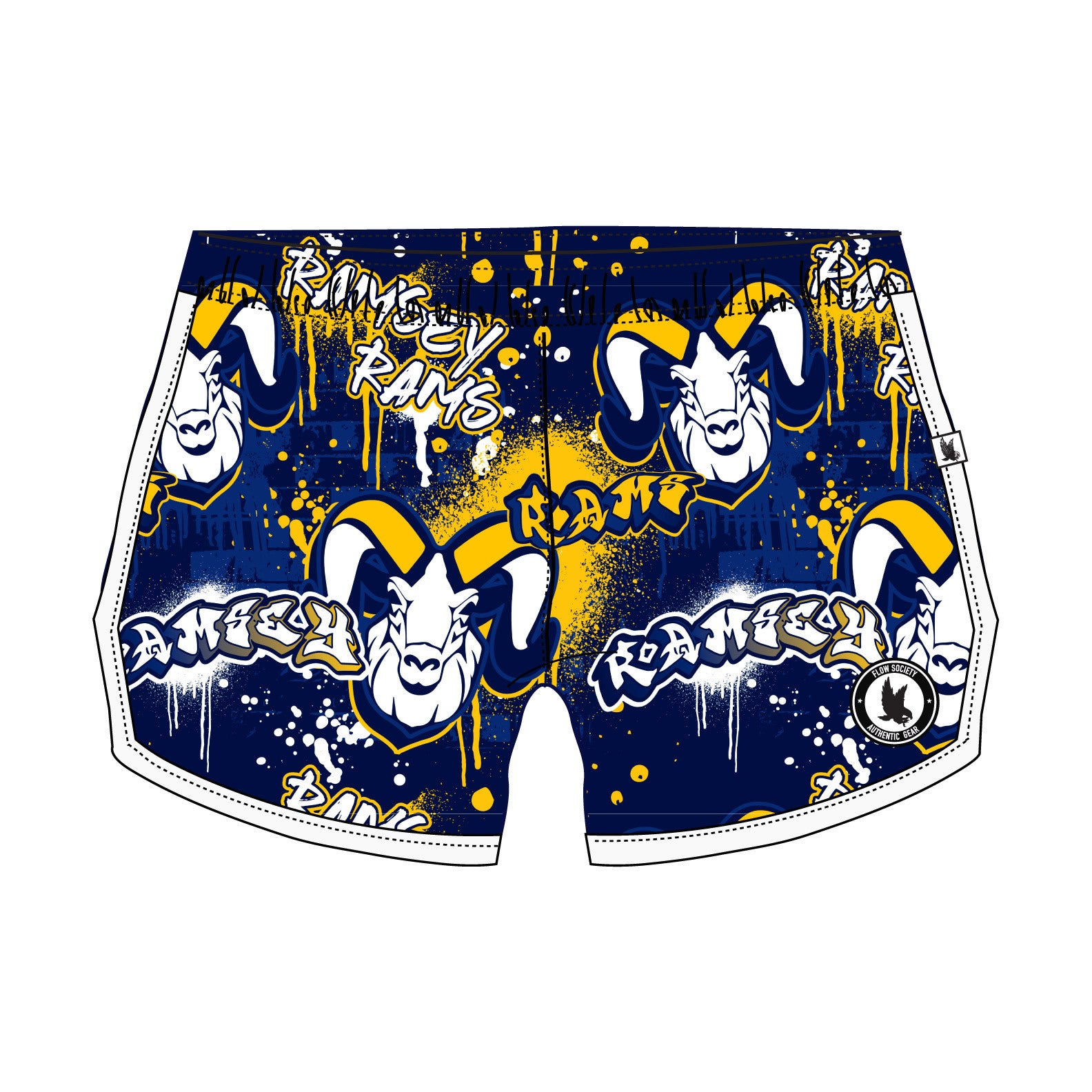 Girls & Women's Ramsey Rams Graffiti Navy Short Sleeve T-Shirt - Comfortable Cotton Tee for School, Sports & Casual Wear