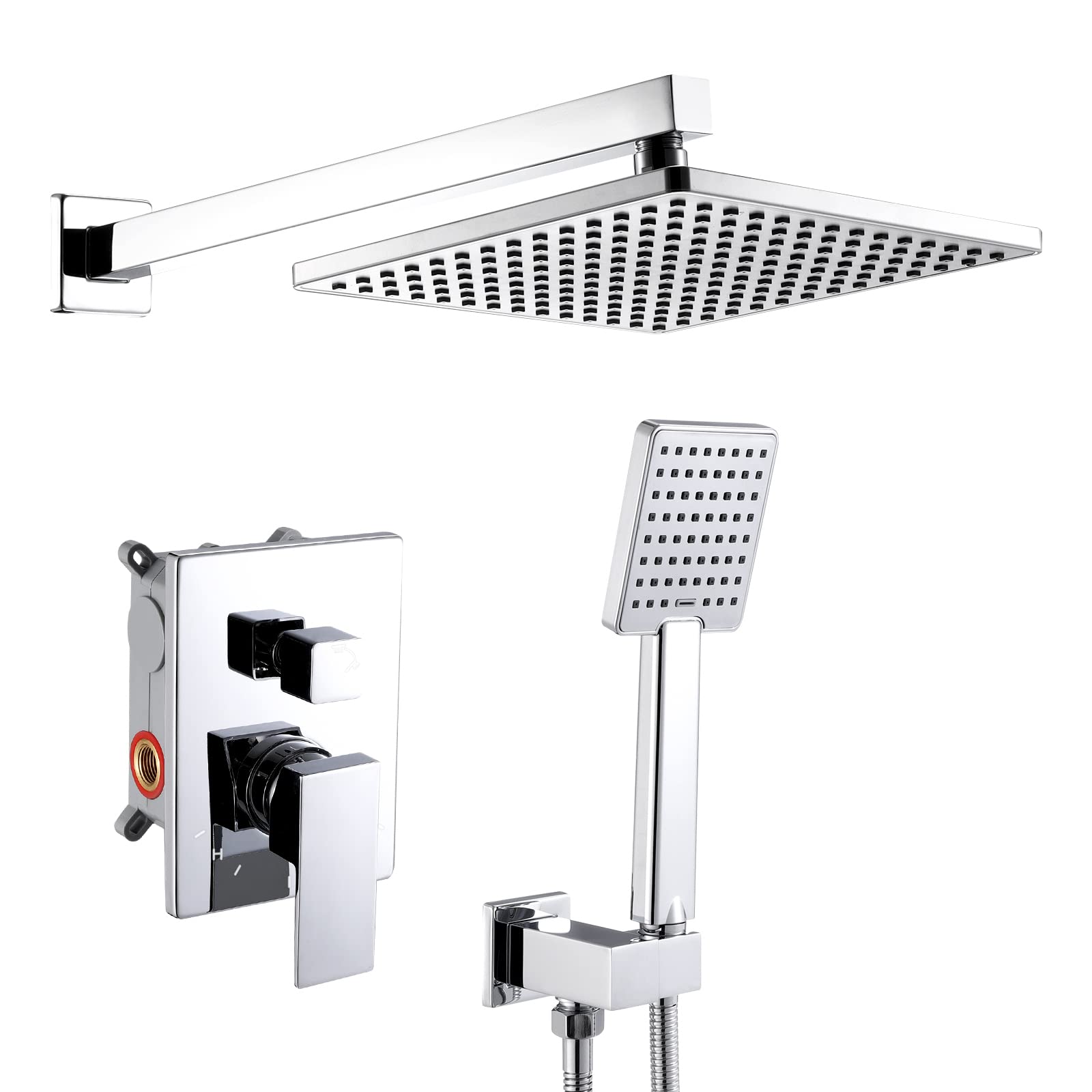 KES Luxury Shower System - Rain Shower Head with Handheld Spray, Complete Valve & Trim Kit in Polished Chrome (XB6223-CH) - Perfect for Master Bathroom & Spa-Like Shower Experience