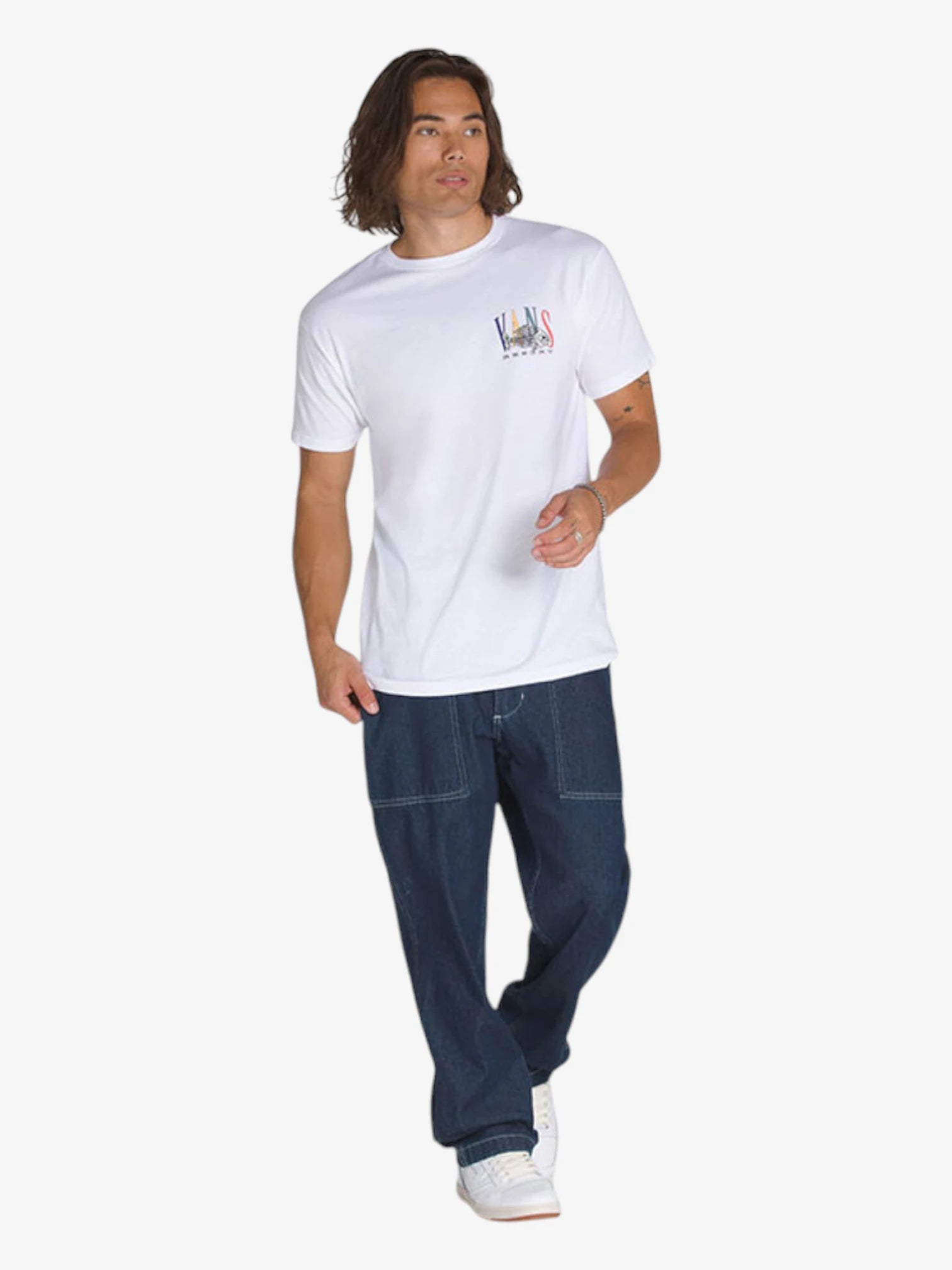 Vans Resort SS White T-Shirt for Men - Casual Short Sleeve Cotton Tee for Summer, Beach, and Streetwear Fashion