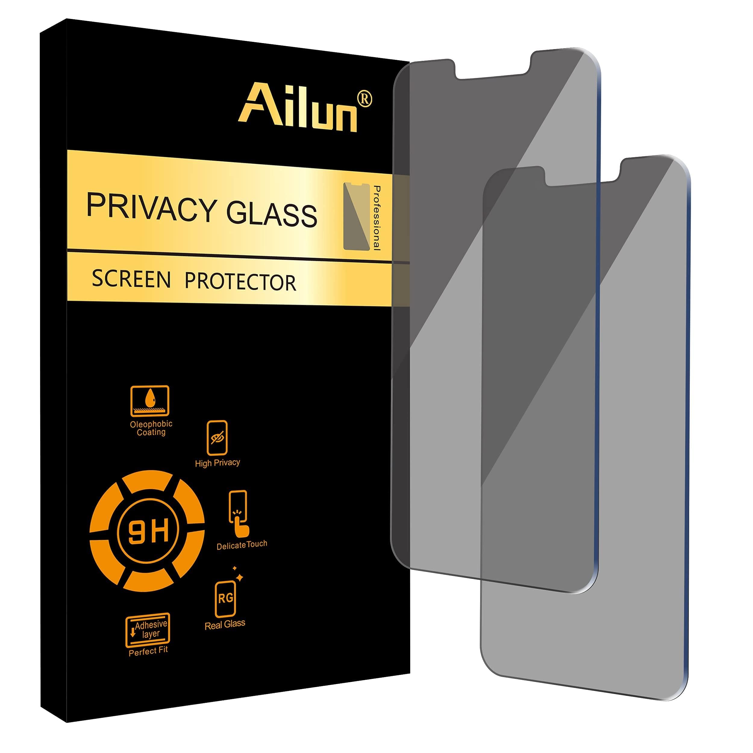 Ailun iPhone 14 Plus/iPhone 13 Pro Max 6.7 Inch Privacy Screen Protector 2 Pack & MFi Certified USB C to Lightning Cable 6ft 2 Pack - Anti-Spy Tempered Glass & Fast Charging Cord for Home, Office, Travel