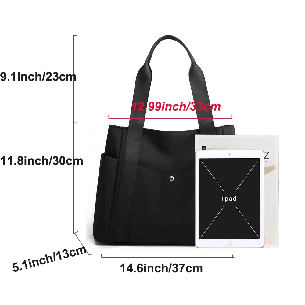 Stylish Nylon Tote Bag for Women - Lightweight Casual Handbag with Multiple Pockets & Top Handle - Perfect for Work, Shopping, Travel & Daily Use