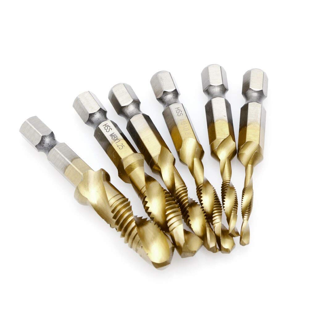 Premium Titanium Plated HSS Metric Tap Drill Bit Set (M3-M10) with Hex Shank - Perfect for Metalworking, Woodworking & DIY Home Improvement Projects