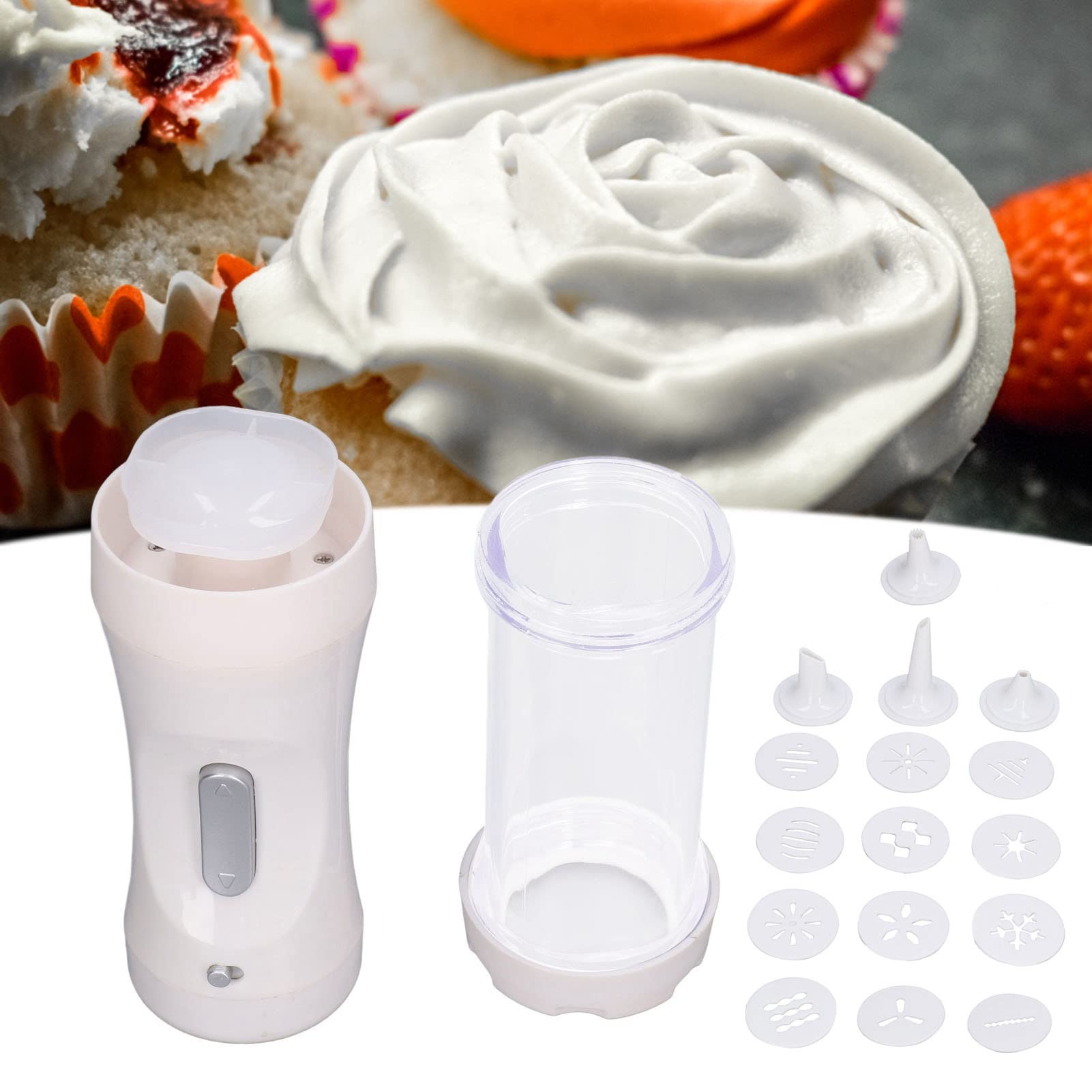 Electric Cookie Press Maker Kit with 9 Discs & 1 Icing Tip - Biscuit Dough Extruder for Baking, Cookie Decorating - Perfect for Holiday Treats, Party Desserts & DIY Cookie Gifts