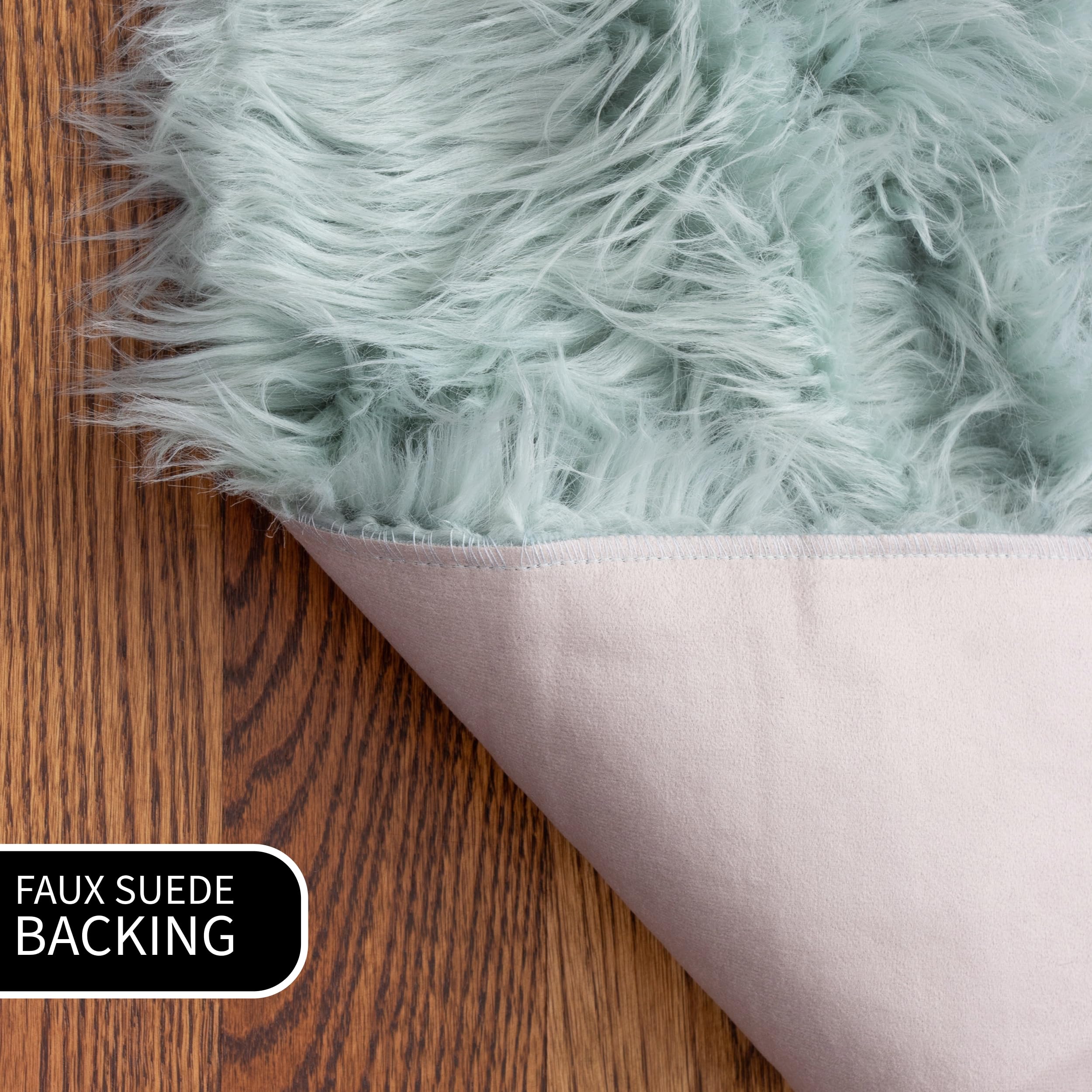 Ultra Soft Fluffy Faux Sheepskin Area Rug - 5x7 Feet Teal Shaggy Carpet for Bedroom, Living Room & Nursery | Cozy Home Decor, Floor Mat for Kids Play Area