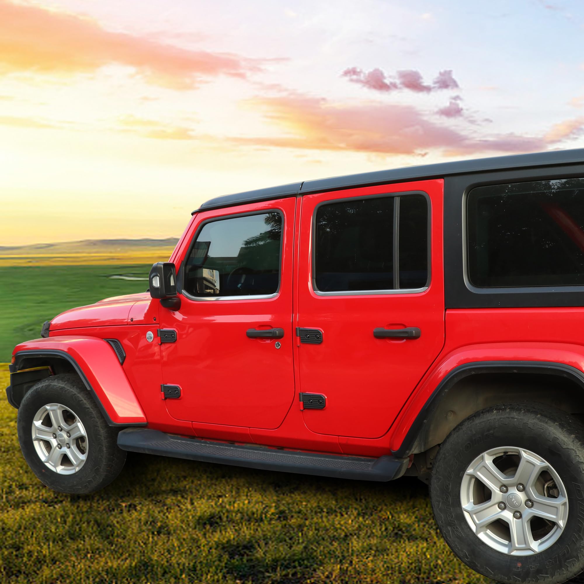 **JL Door Hinges for Jeep Wrangler & Gladiator (2018-2023) - OEM Replacement Hinge Sleeves, Aluminum, Black (8-Piece Set) - Perfect for Off-Roading & Daily Driving**
