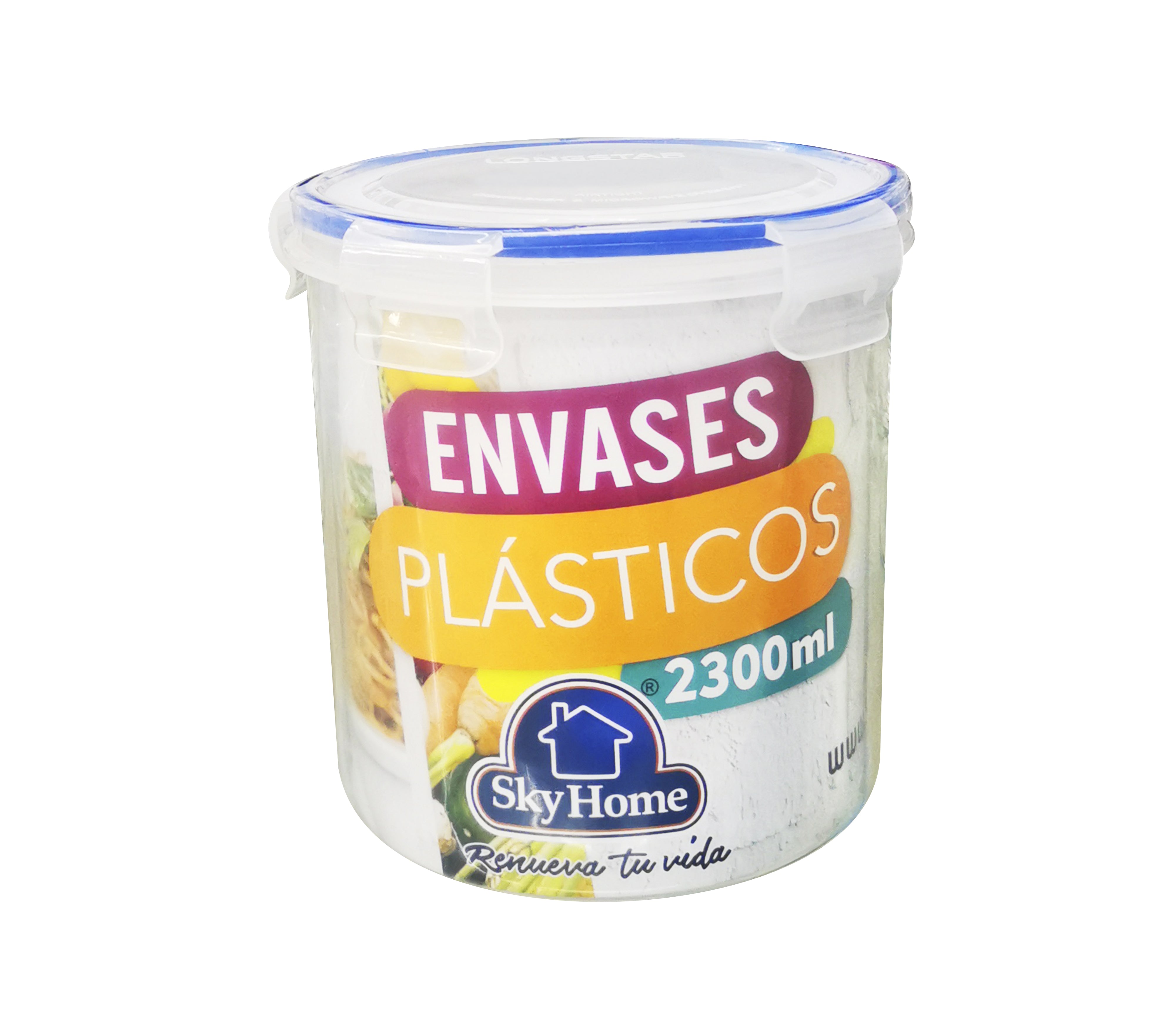 Airtight Plastic Round Food Storage Container 2300ml - Sky Home - Perfect for Meal Prep, Leftovers & Pantry Organization