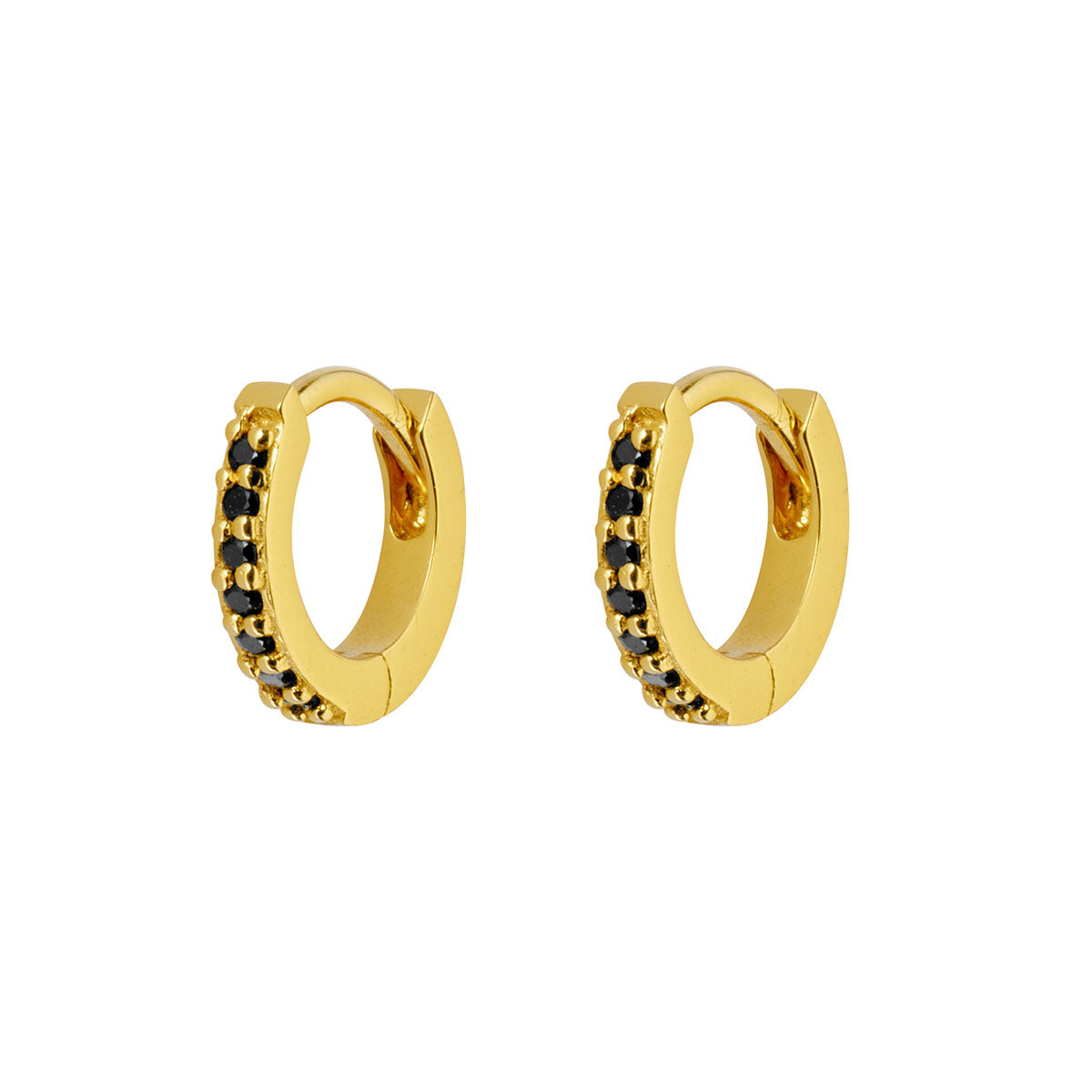 Sparkling Black Spinel Gold Huggie Earrings for Women - Elegant Micro Hoop Earrings for Everyday Wear & Special Occasions