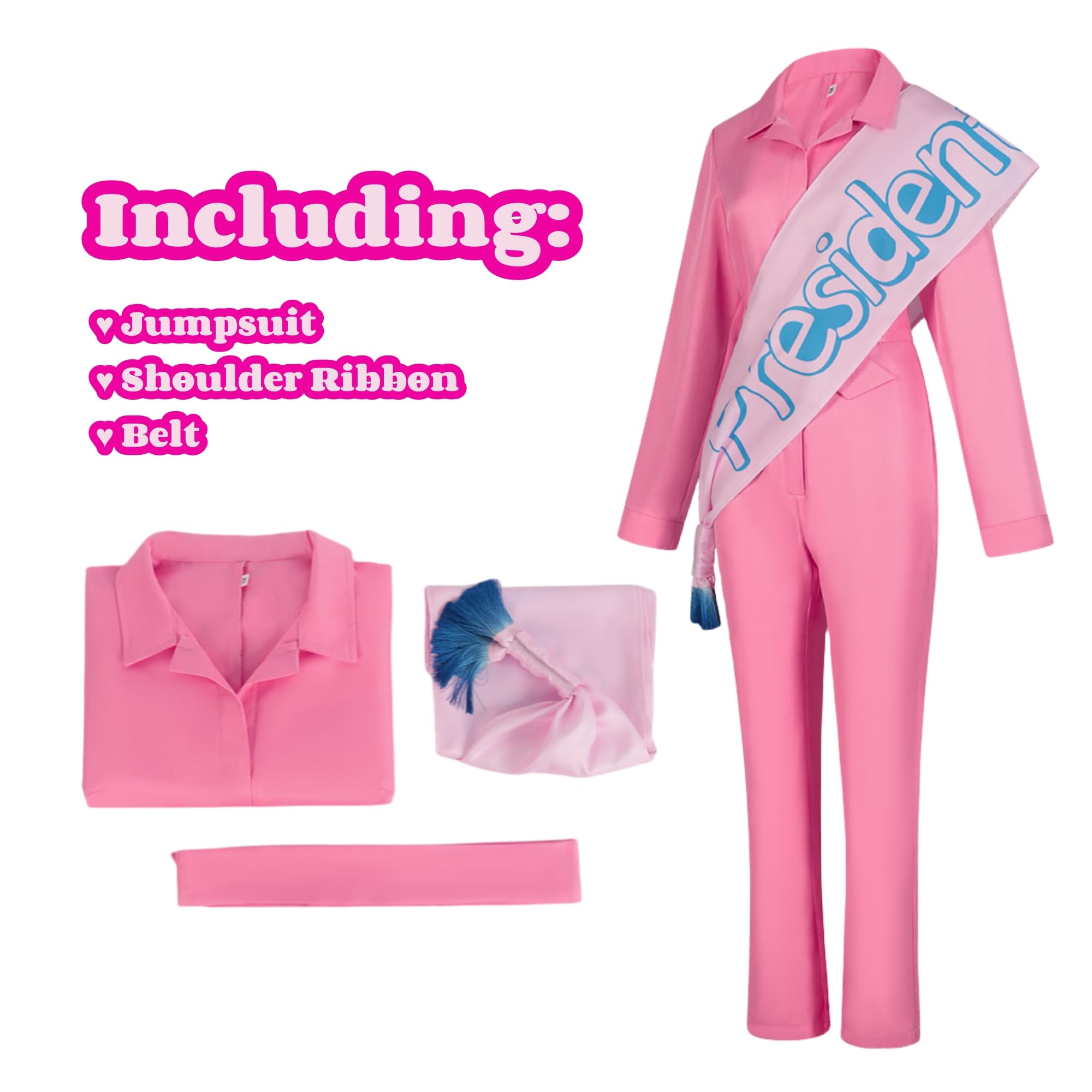 Margot Robbie Pink Jumpsuit Cosplay Costume for Women - 2023 Movie Replica Outfit | Halloween, Comic Con & Themed Party Costume