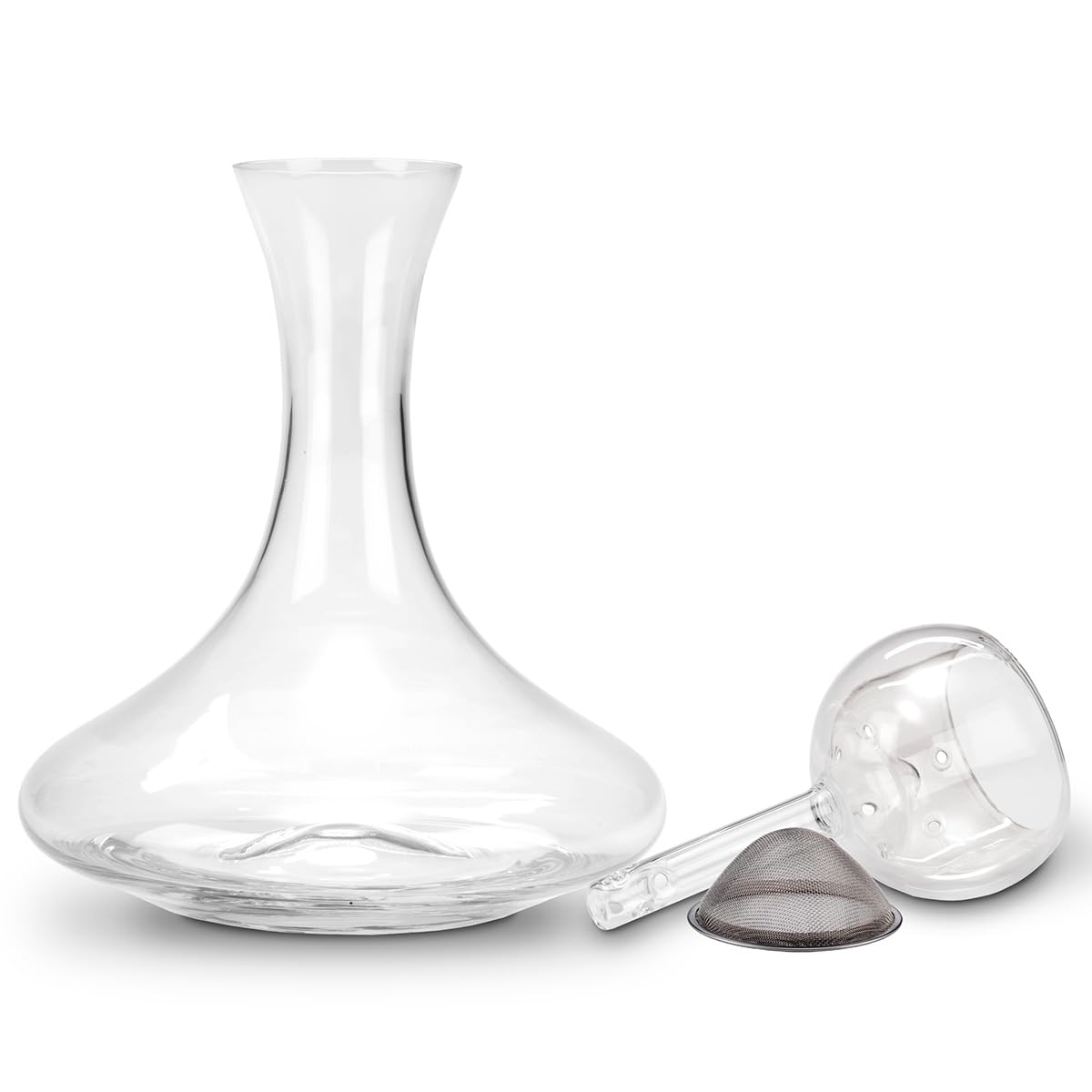 Premium Wine Decanter Set with Double Aerator - Crystal Glass Carafe for Red Wine Aeration & Decanting | Perfect for Wine Tasting, Dinner Parties & Home Bars