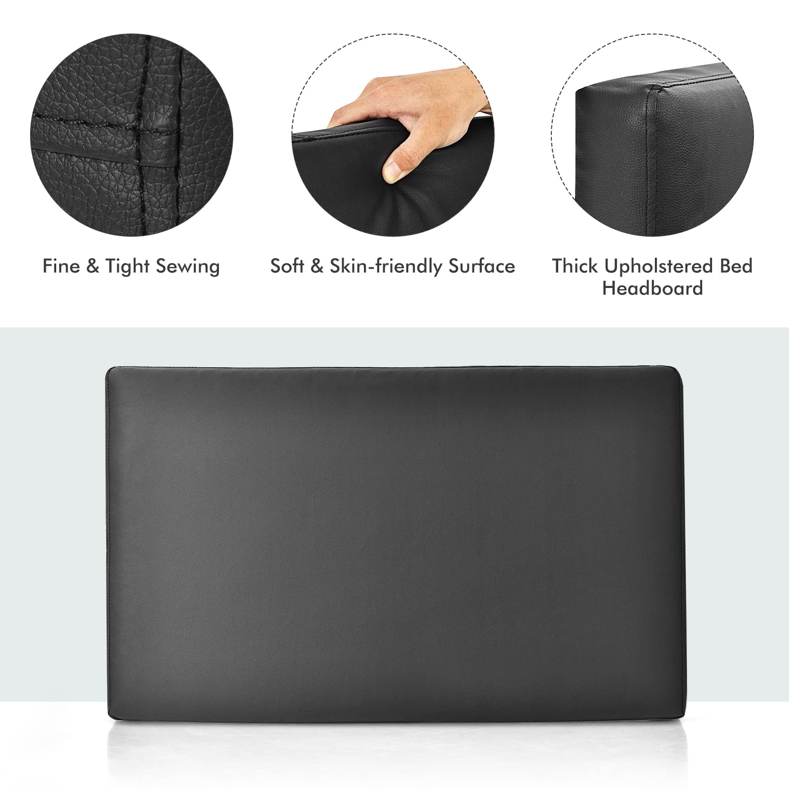 Giantex Twin/Twin XL Upholstered Headboard - Wall Mounted PU Leather Headboard for Dorm Bedroom & College Dorm - Easy Installation with Attachment Device Included - Black - Perfect for Small Spaces & Student Housing