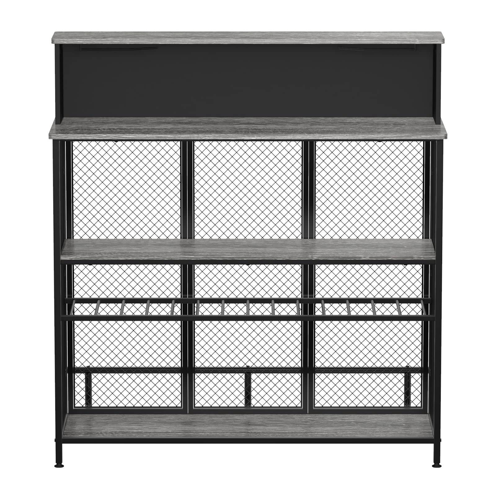 GDLF Home Bar Unit - Mini Bar Liquor Cabinet with Storage & Footrest for Kitchen, Pub, Living Room - Space-Saving Grey Bar Furniture for Small Spaces & Entertaining