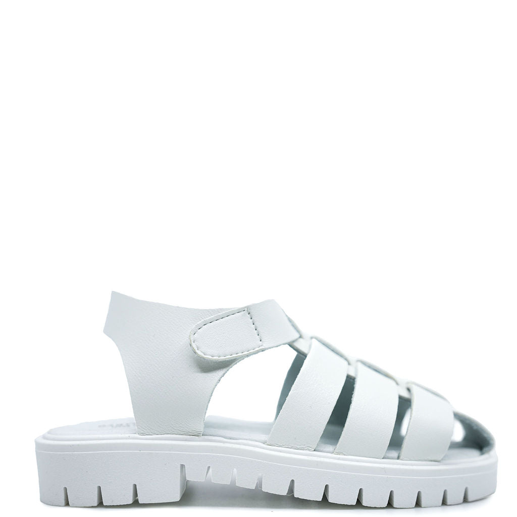 White Gladiator Baby Sandals for Infants & Toddlers - Soft Leather Walking Shoes for First Steps - Perfect for Outdoor Play, Beach & Summer Outfits
