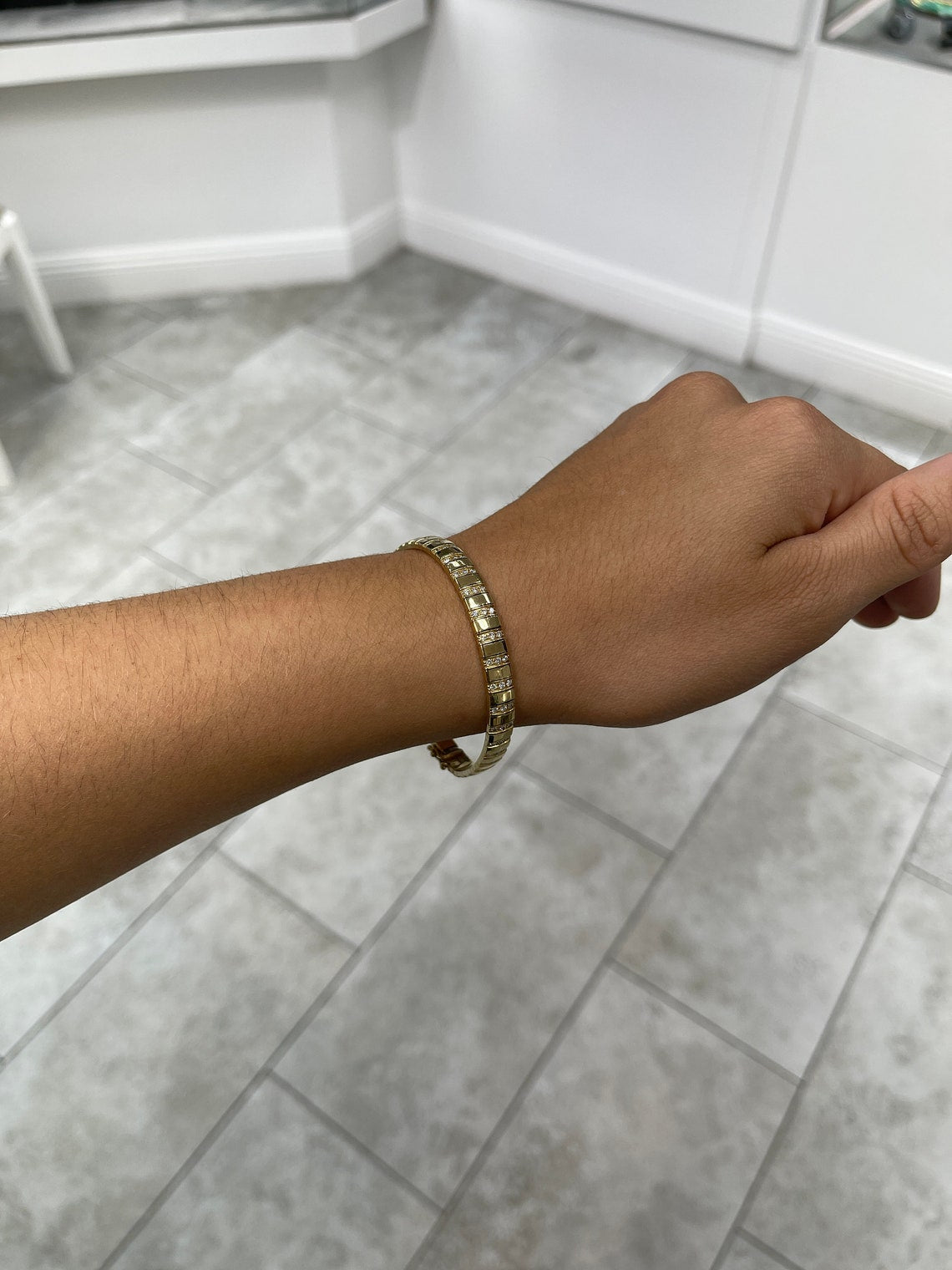 1.67tcw Natural Triple Diamond Row 14K Gold Bracelet for Women - Elegant Stackable Jewelry for Weddings, Anniversaries & Special Occasions