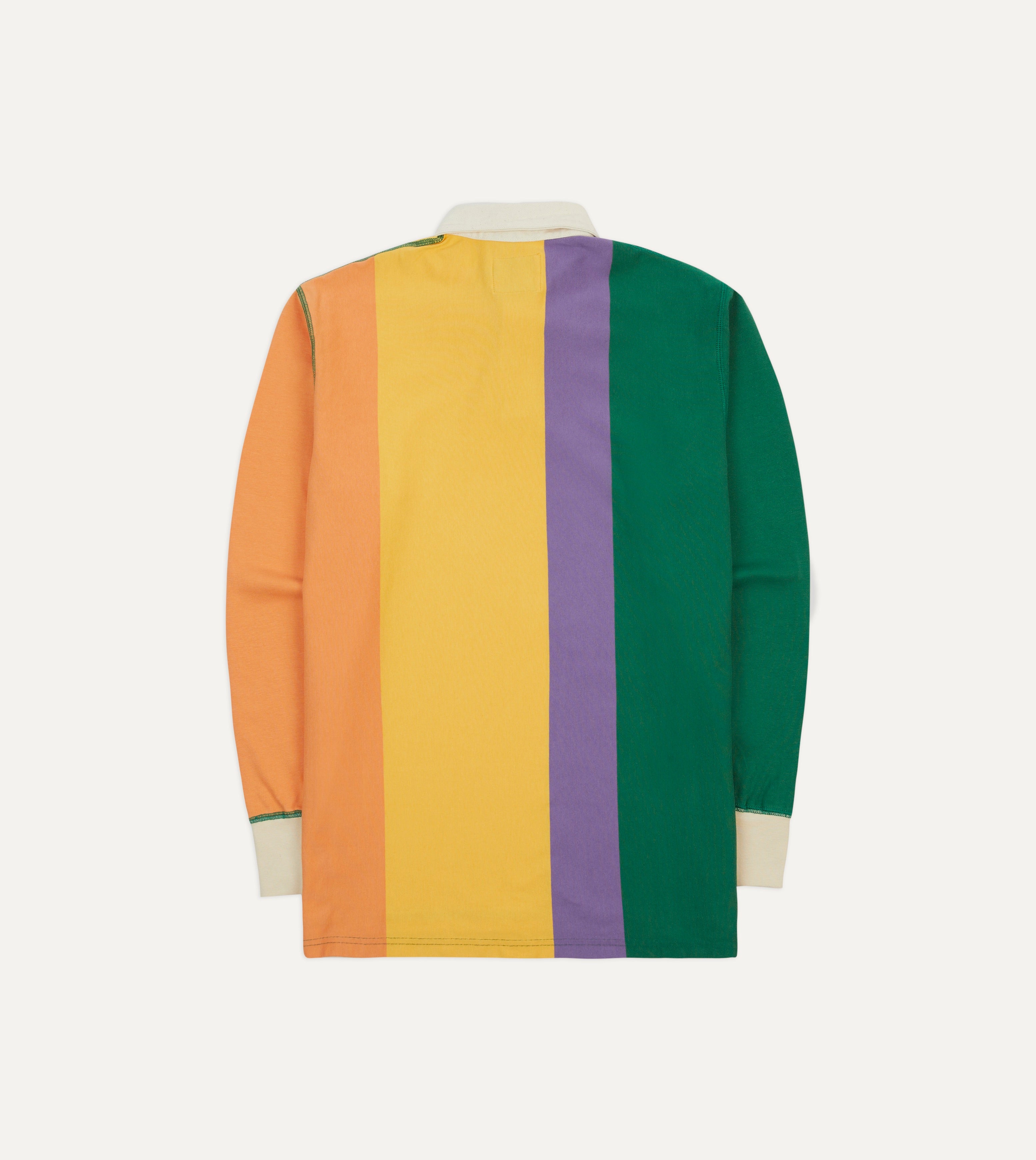 Men's Multi Vertical Stripe Cotton Rugby Shirt - Classic Casual Sportswear for Rugby, Golf & Outdoor Activities
