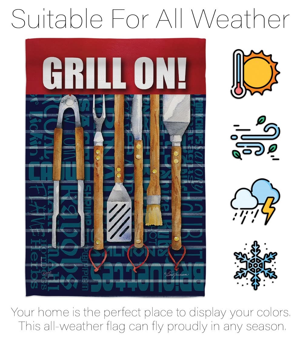 Summer Fun Grill House Flag Set 28x40in w/Flagpole - Outdoor Decor