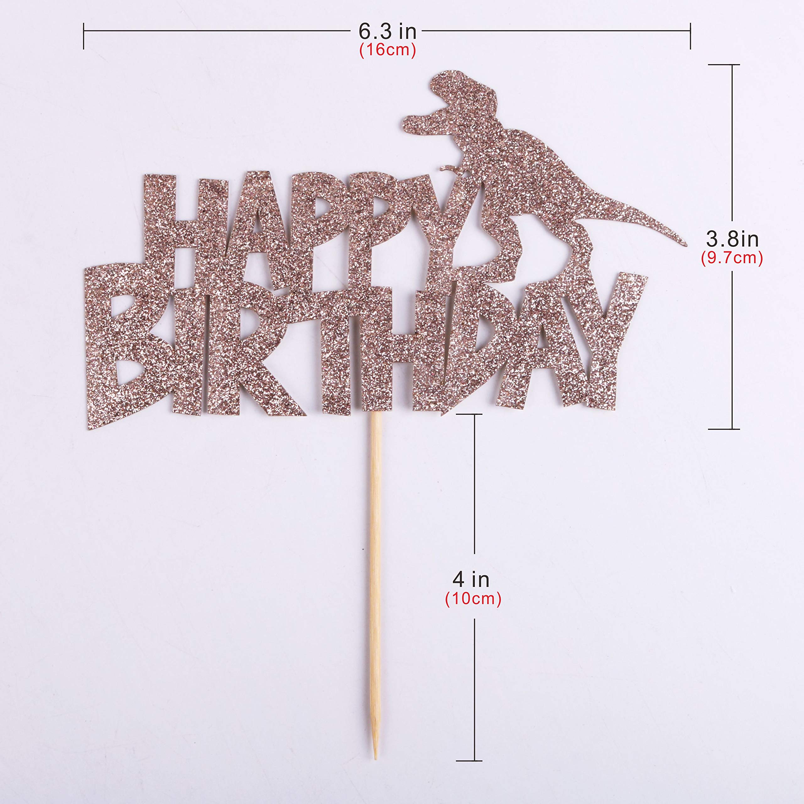 Rose Gold Glitter Dinosaur Cake Topper for Birthday Parties - Dinosaur Theme Cake Decorations for Boys & Girls | Perfect for Kids' Birthday Cakes, Baby Showers, and Themed Celebrations