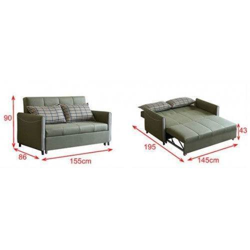 Leilani Leathaire Convertible Sofa Bed - Khaki Green Futon Couch for Small Spaces | Perfect for Studio Apartments, Guest Rooms & Home Offices