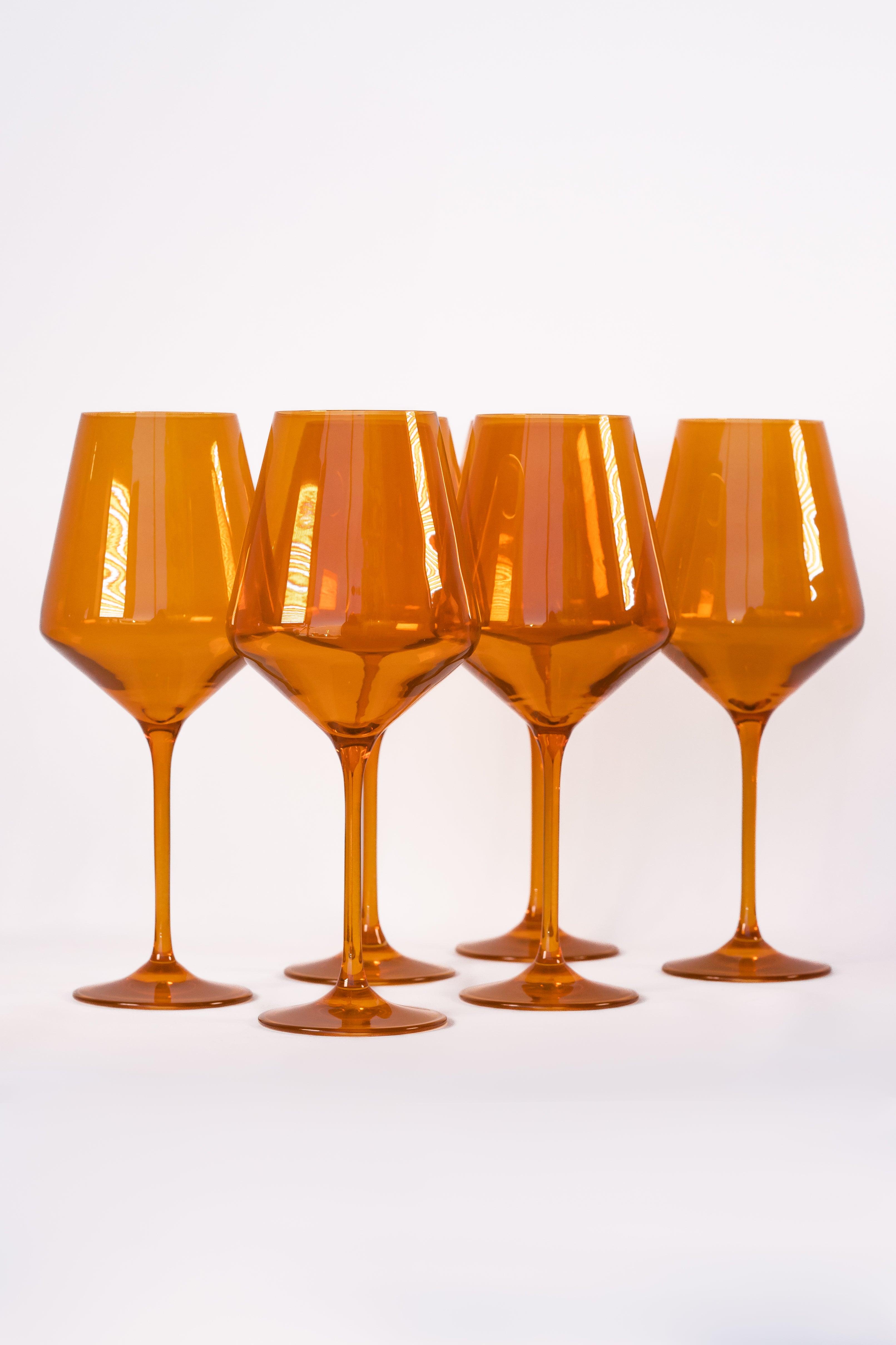 Estelle Colored Wine Glasses Set of 6 - Butterscotch Stemware for Red & White Wine - Perfect for Dinner Parties, Weddings & Home Entertaining