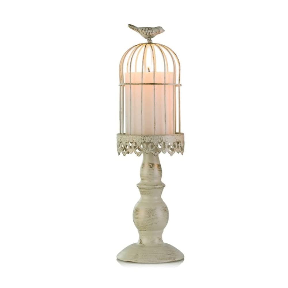 Vintage Wrought Iron Birdcage Candle Holder - 11.5