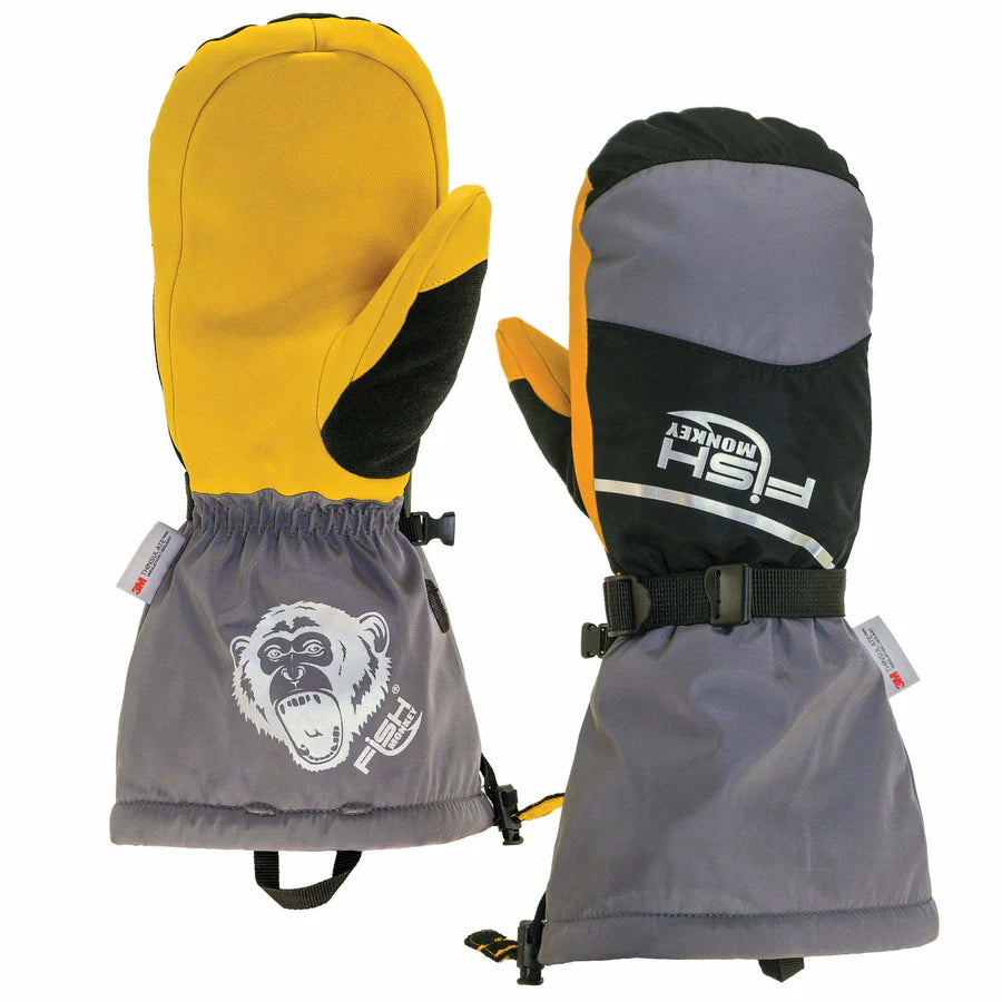 Fish Monkey The Yeti Premium Ice Fishing Mittens - Waterproof & Insulated Gloves for Extreme Cold Weather - Perfect for Ice Fishing, Snowmobiling & Winter Outdoor Activities