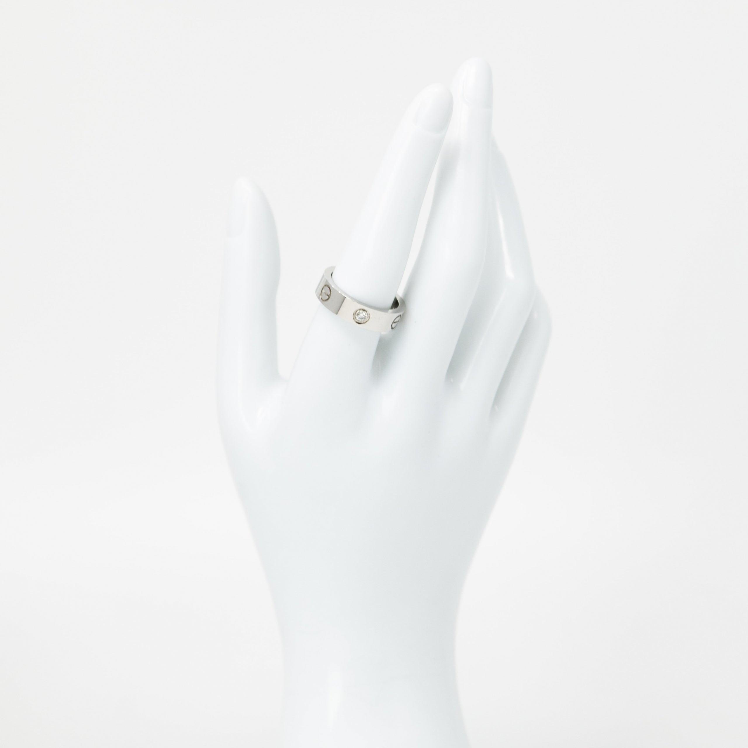 Cartier 18K White Gold Love Ring with 3 Diamonds - Luxury Wedding Band, Anniversary Gift for Her, Engagement Jewelry for Women