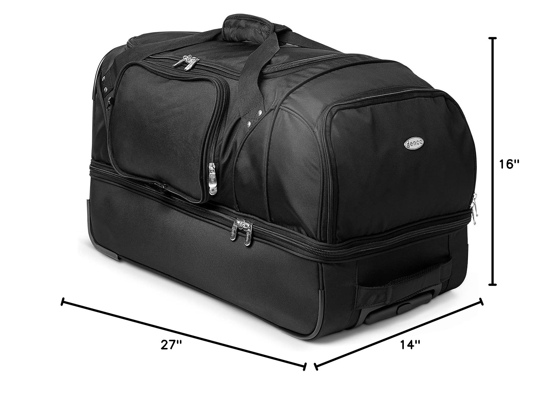 Seattle Seahawks NFL 27-Inch Rolling Duffel Bag with Drop Bottom - Black | Durable Travel Luggage for Sports Teams, Gym, Camping & Weekend Getaways