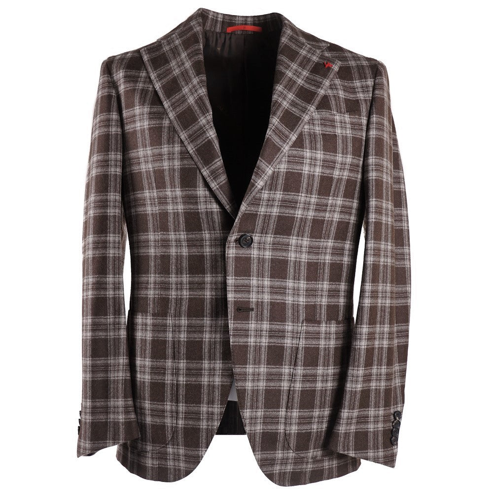 Isaia Men's Layered Check Flannel Wool Suit - Premium Tailored Business & Formal Wear for Office, Weddings & Special Occasions